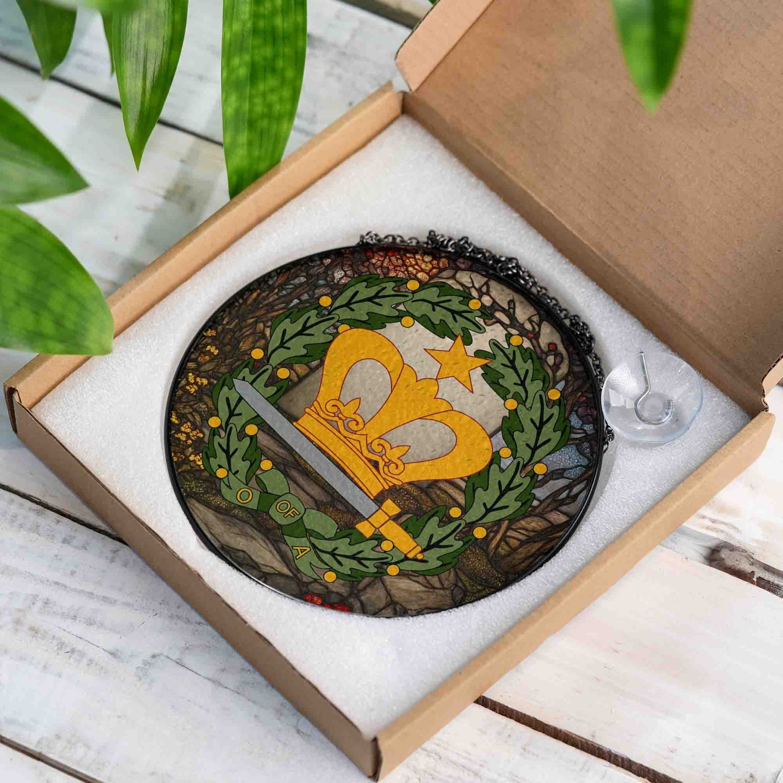 Royal Gravestone Amaranth Symbol Colorful Masonic Court Suncatcher