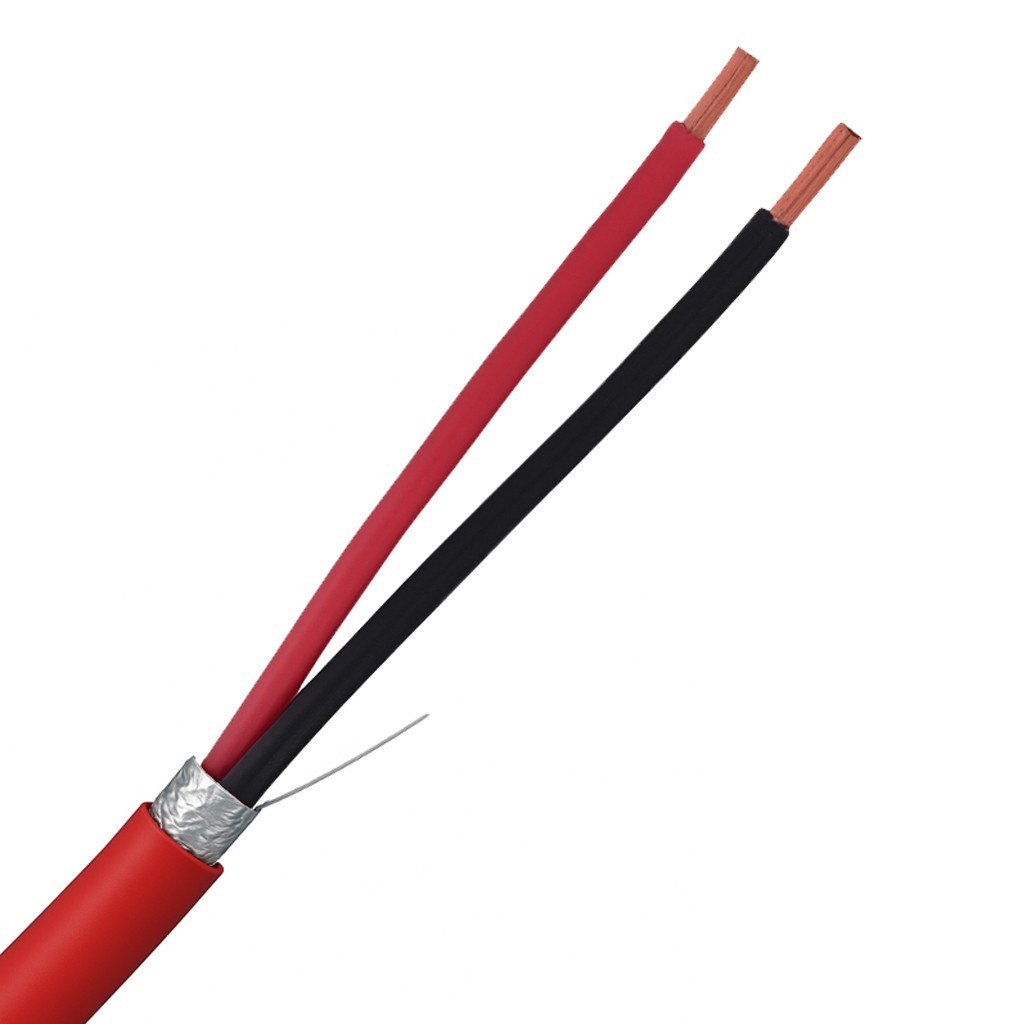 14/2 Fire Alarm Wire Cable 2 Conductor 14 AWG Shielded FPLP Plenum Red - 1000ft