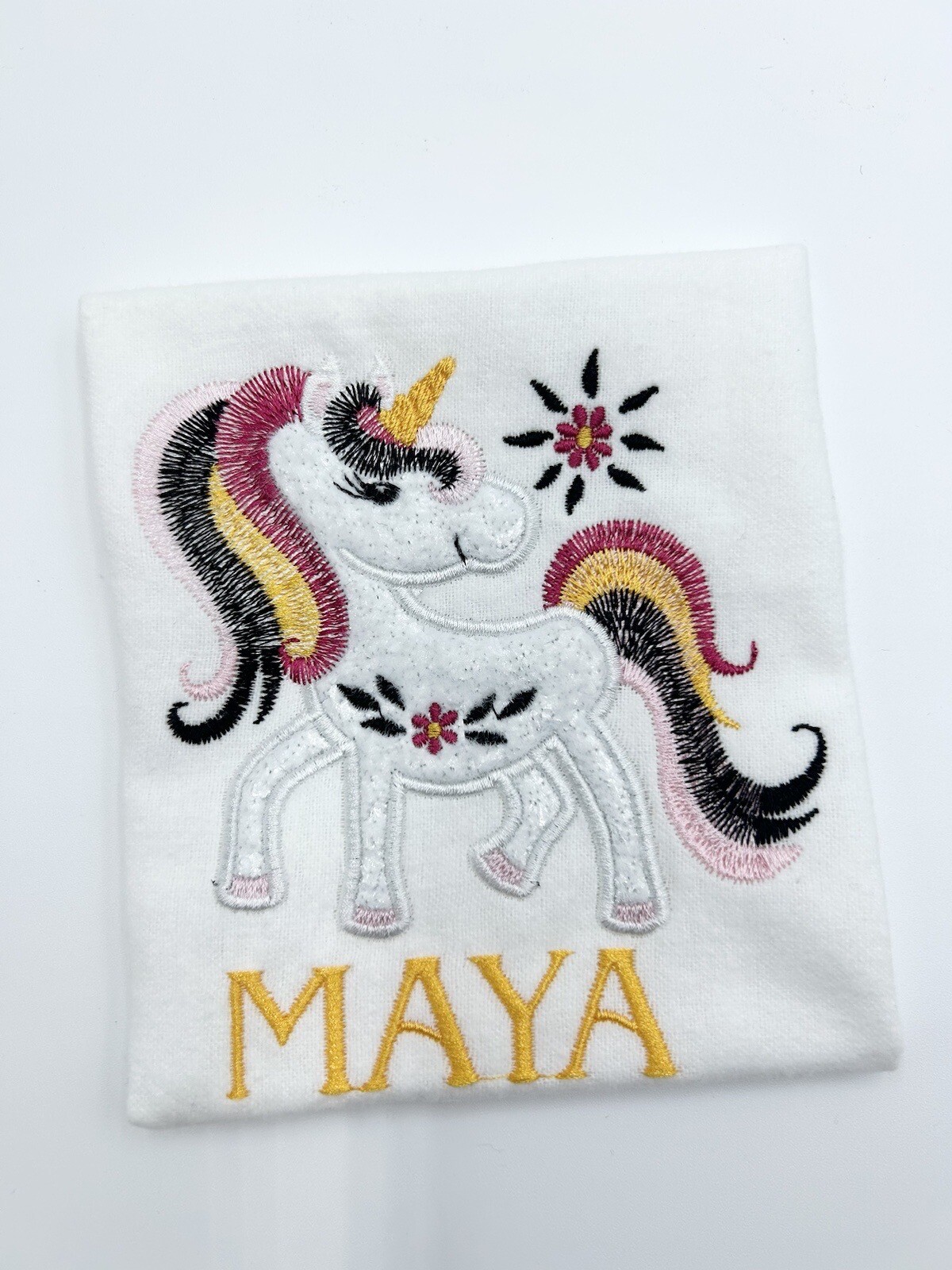 Toddler glitter Unicorn Birthday Shirt Custom Embroidery Long Sleeve Cozy Cute