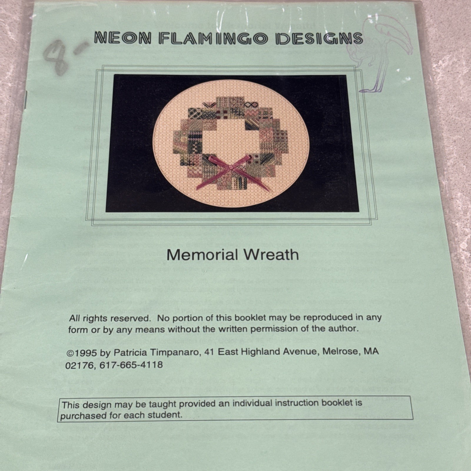 Neon Flamingo Designs Needle Art Chart MEMORIAL WREATH