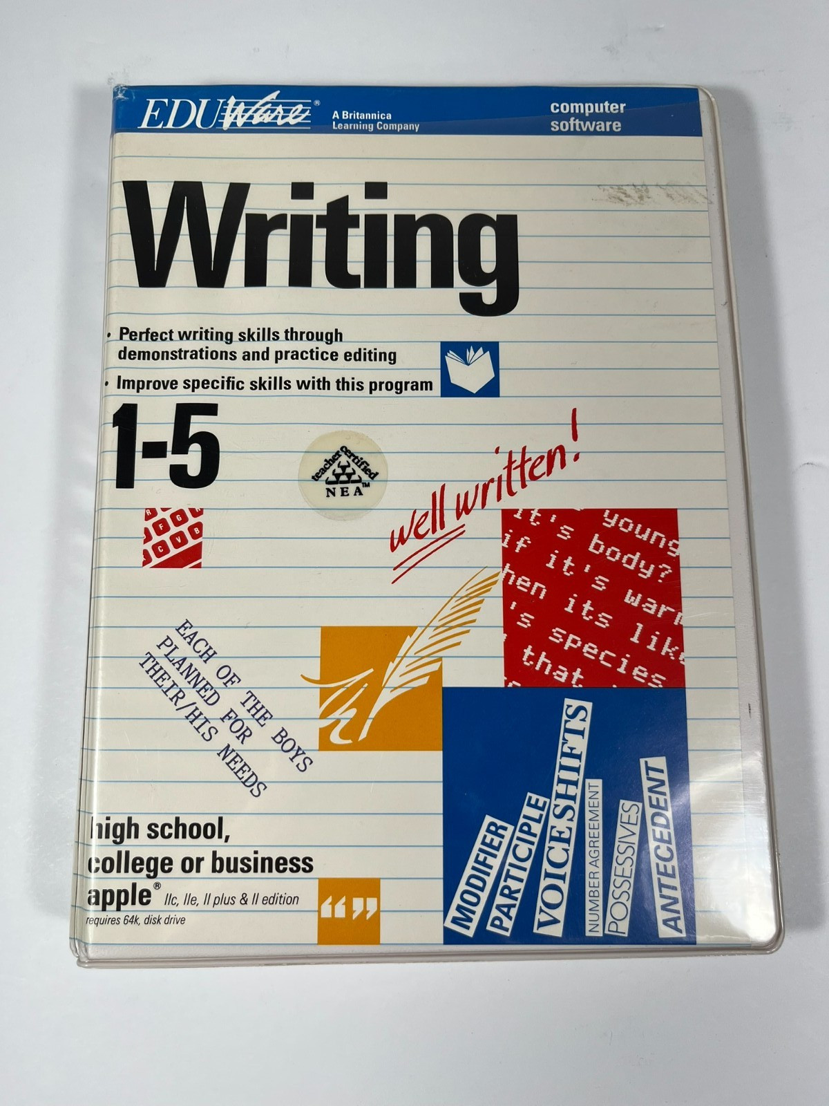 WRITING Vol 1-5 by EDUWare for Apple II Family - Vintage 5.25 floppy disks