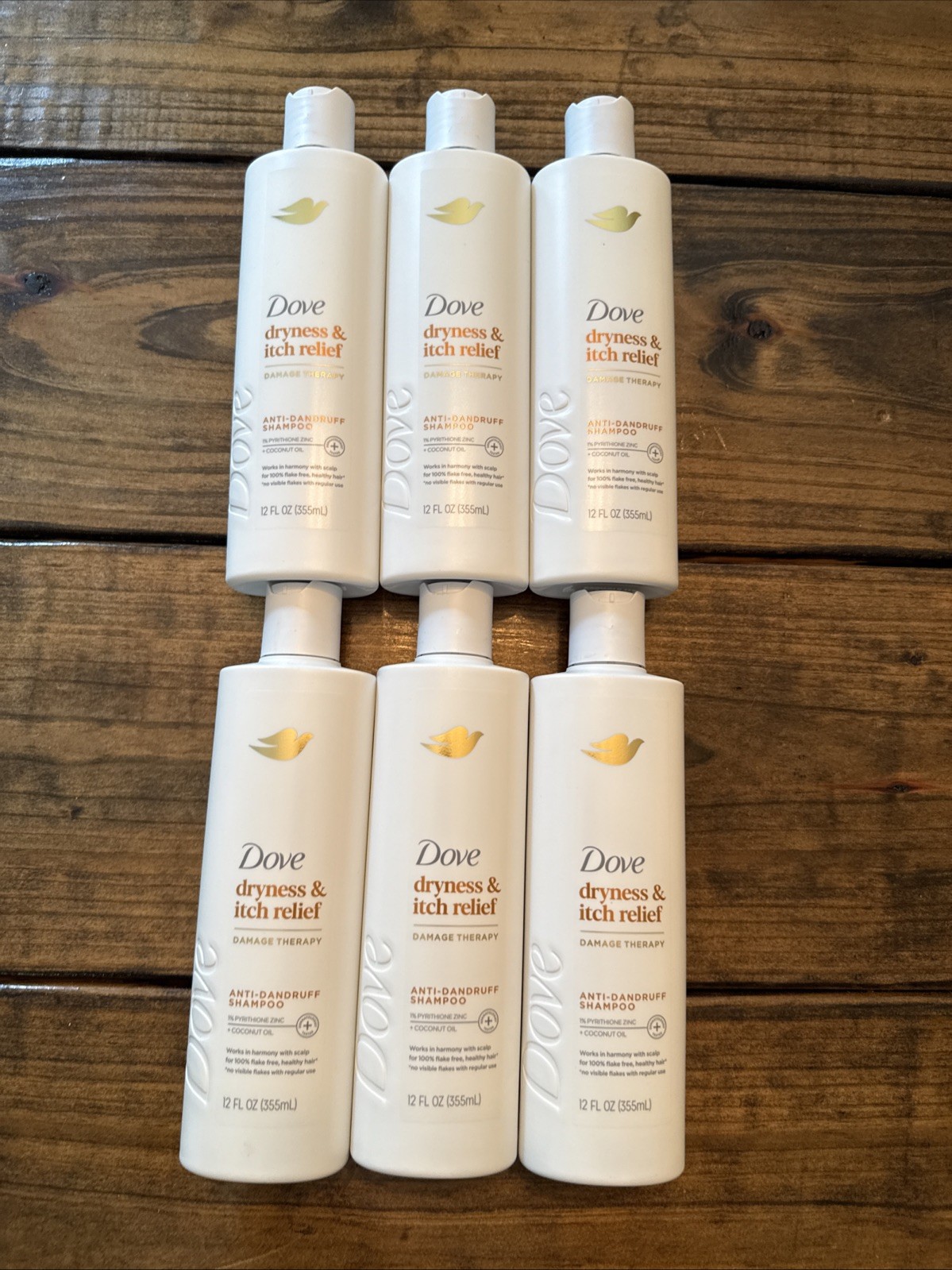 (6 Pack) Dove Damage Therapy Dryness & Itch Relief Anti-Dandruff Shampoo, 12oz