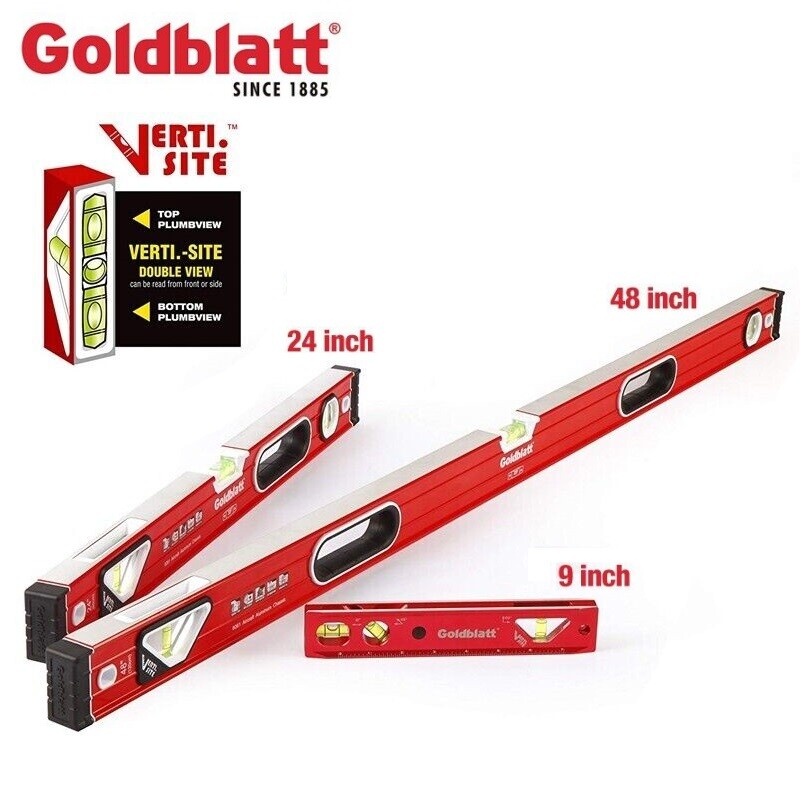 Goldblatt 9"+24"+48" Torpedo Level 3PCS Set Aluminum Alloy Spirit Level Included