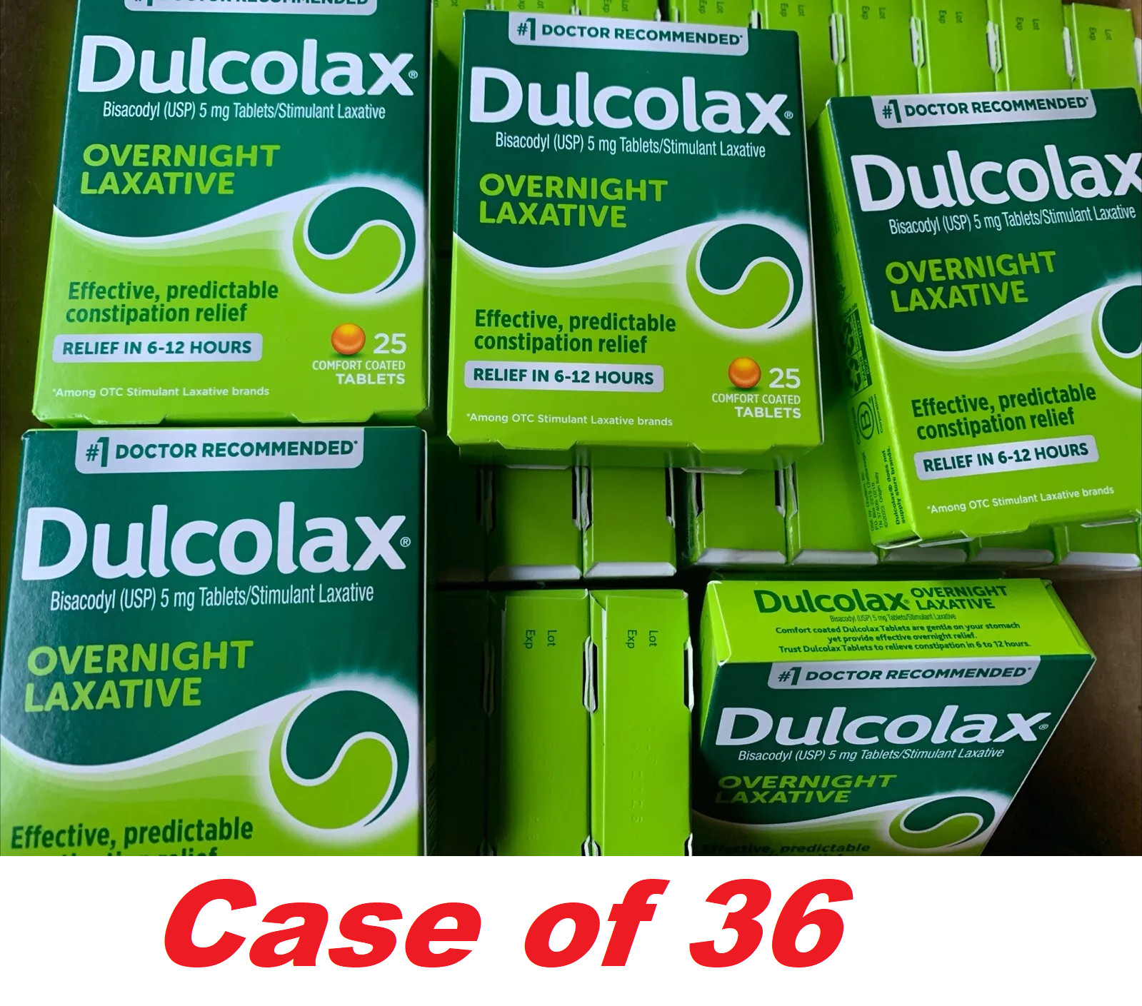 Dulcolax Laxative Overnight Constipation Relief EXP 04/26  (Case Of 36 PACKS)