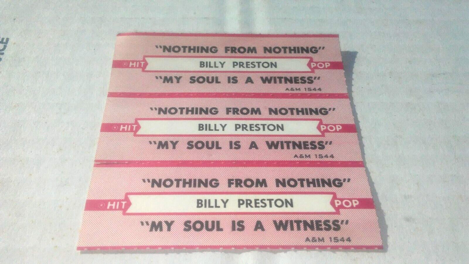 NOS JUKEBOX TITLE STRIP BILLY PRESTON Nothing From Nothing/Mu Soul Is A Wi-L@@K!