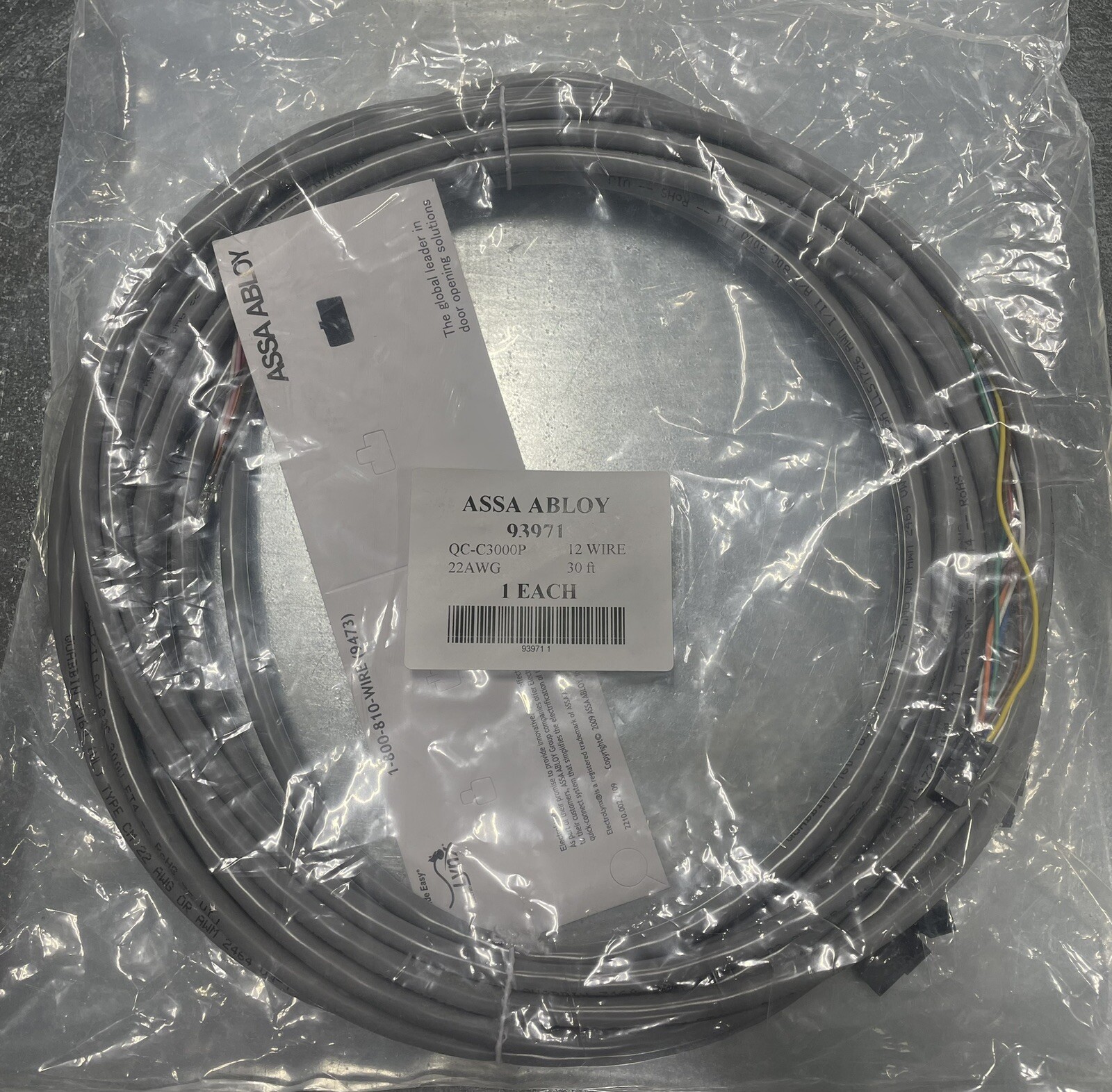 QC-C3000P Assa Abloy 93971 Wire Harness 30’(will Do All 4 For $60.00)