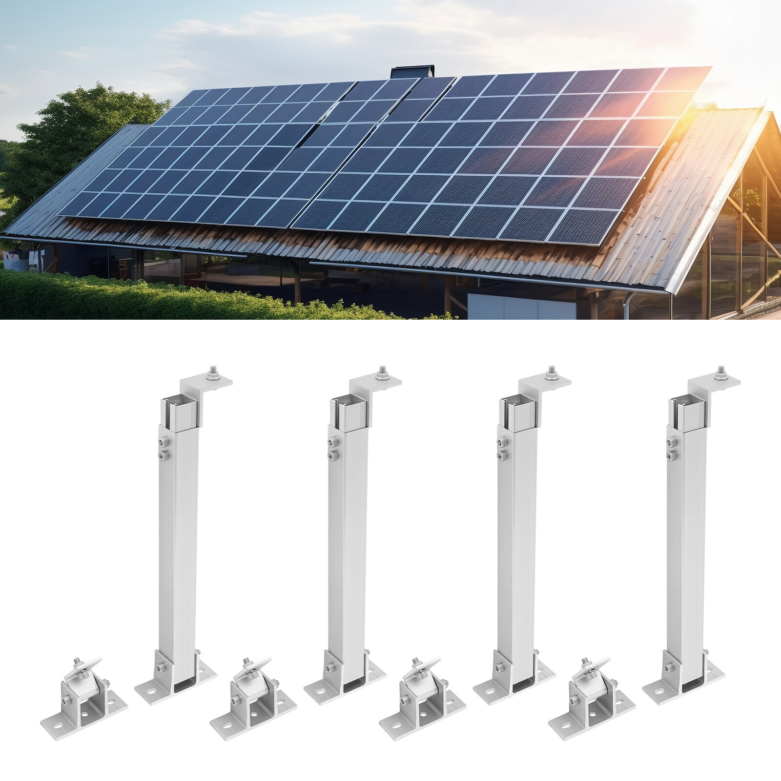 4Pcs Adjustable Solar Panel Tilt Mount Brackets For RV Roof Floor