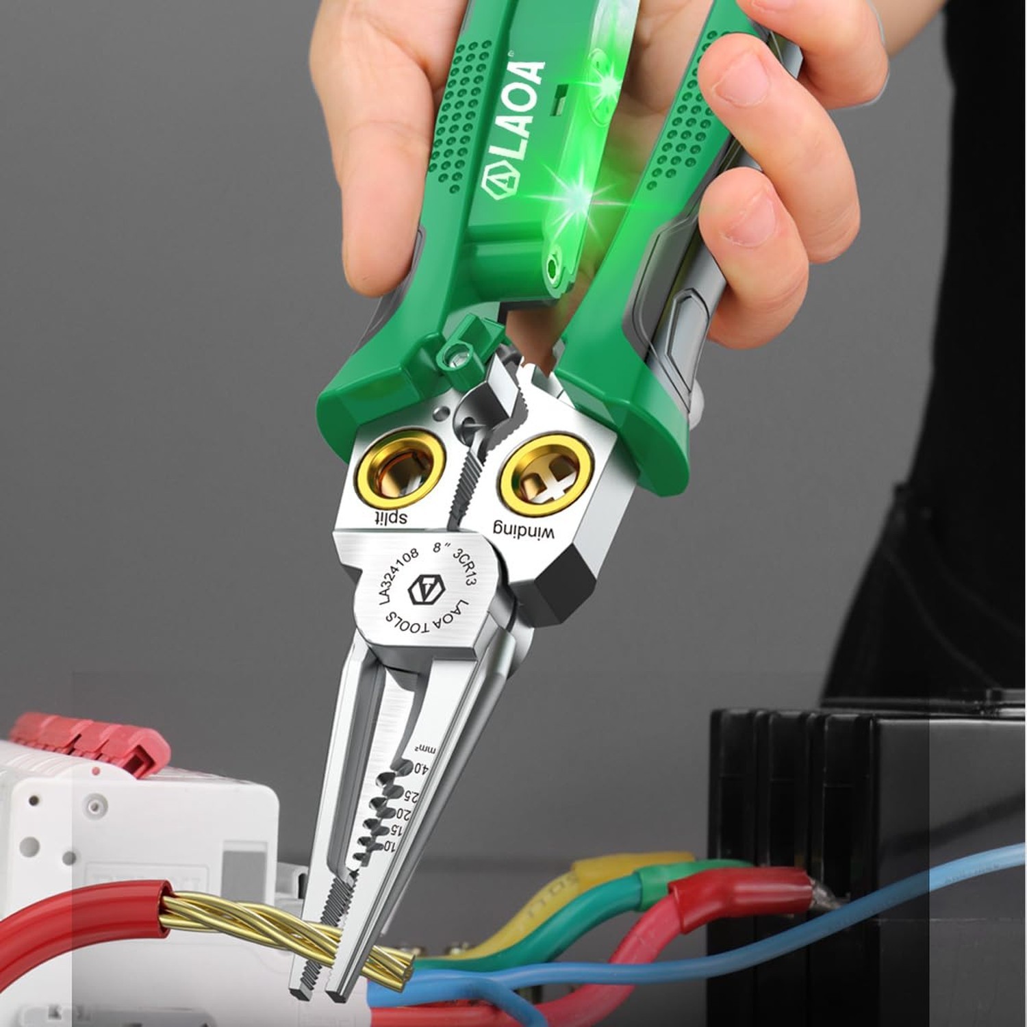 LAOA Wire Strippers Electricity Measurement Function, 8in1 Wire Stripping Pli...
