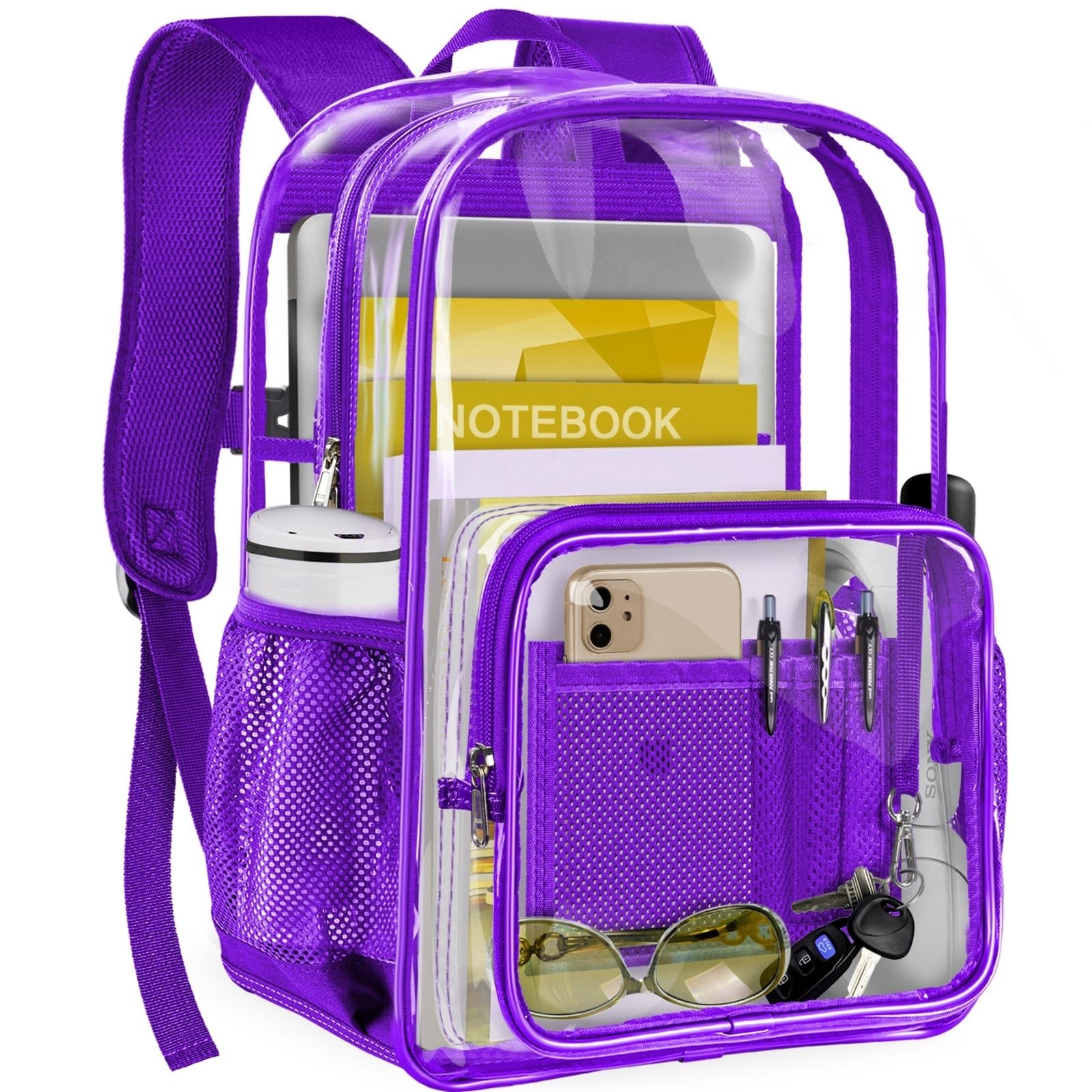 Clear Backpack Heavy Duty Large Transparent Backpack with Reinforced Bottom f...