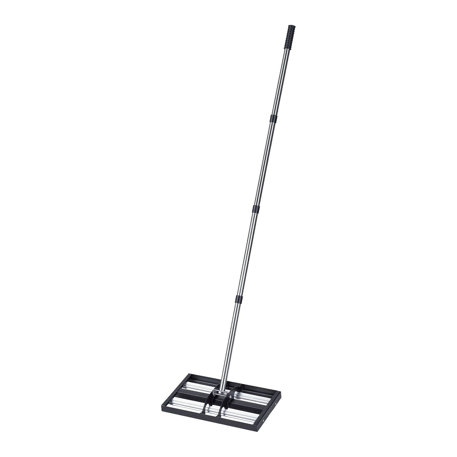 17in Stainless Steel Leveling Rake Aluminum Roller Adjust Handle