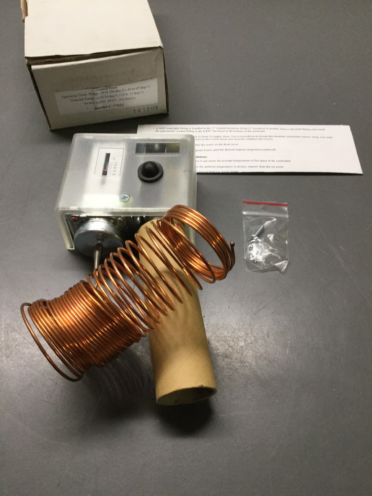 NEW, CONTROL PAK, IP40, MANUAL RESET TEMP. CONTROL, 14-54 DEG., SINGLE SPDT(5M-2