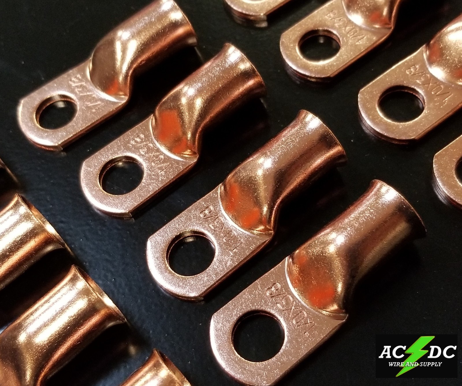 1/0 gauge Ring 3/8 Hole Terminal BATTERY Lug Bare Copper Un-insulated AWG (25)