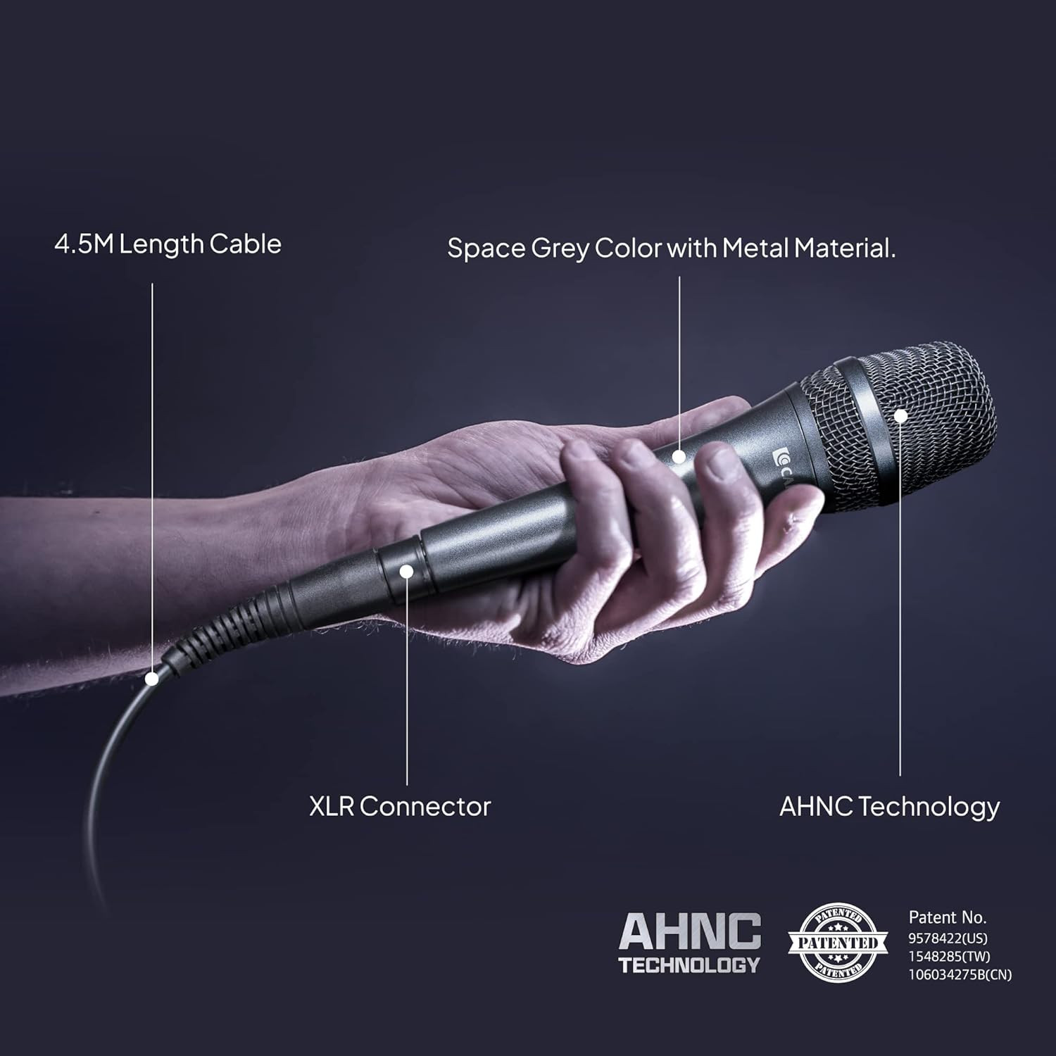 AC-910 Vocal Microphone - Cardioid Dynamic Microphone with AHNC Noise Cancellati