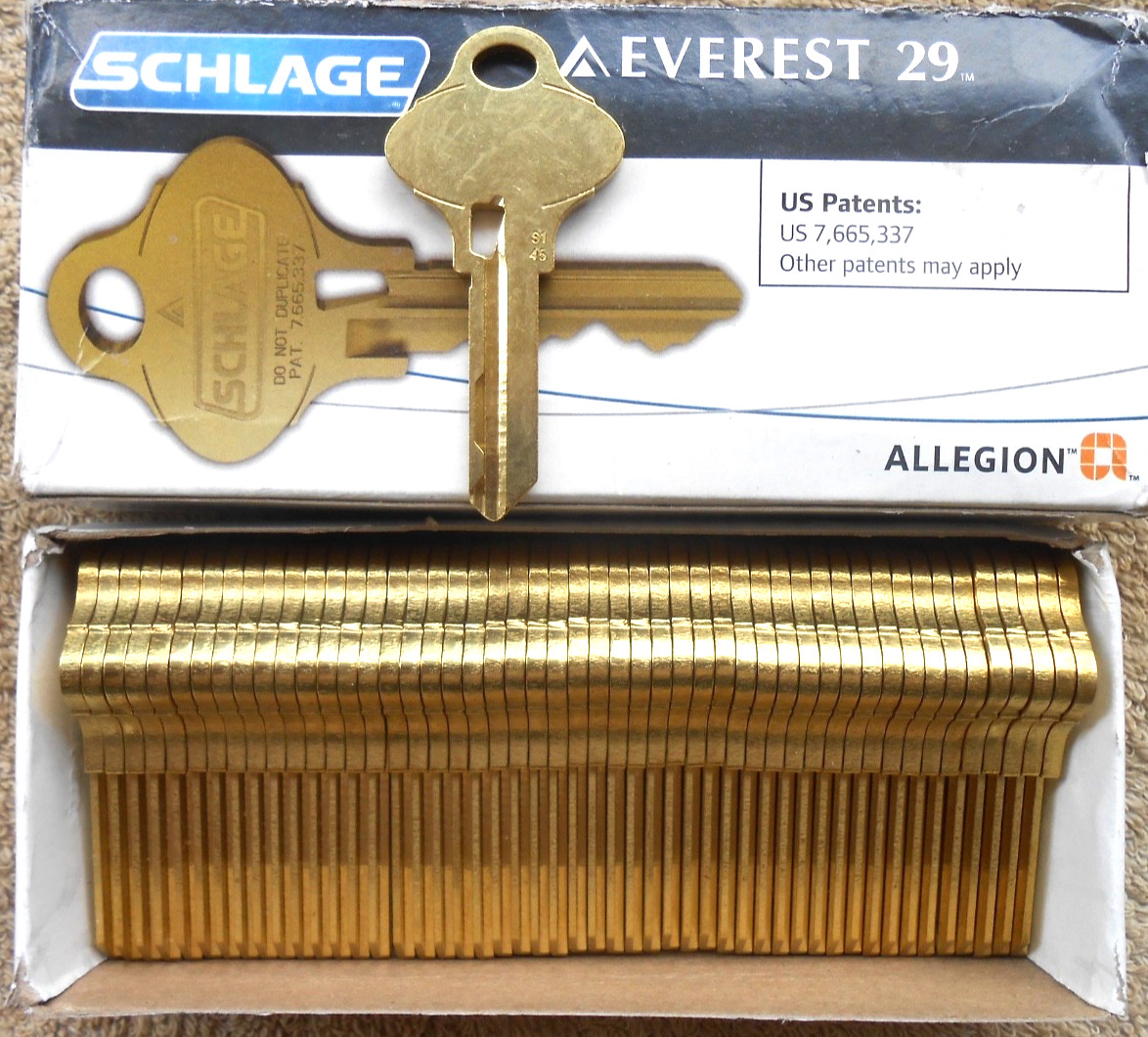 Box of 50   Schlage Everest 29 S145 Uncut Key Blanks