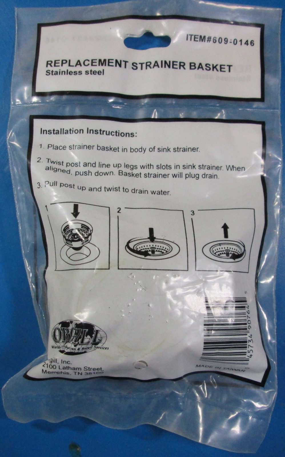 Orgill Stainless Steel Adjustable Post Replacement Strainer Basket #609-014