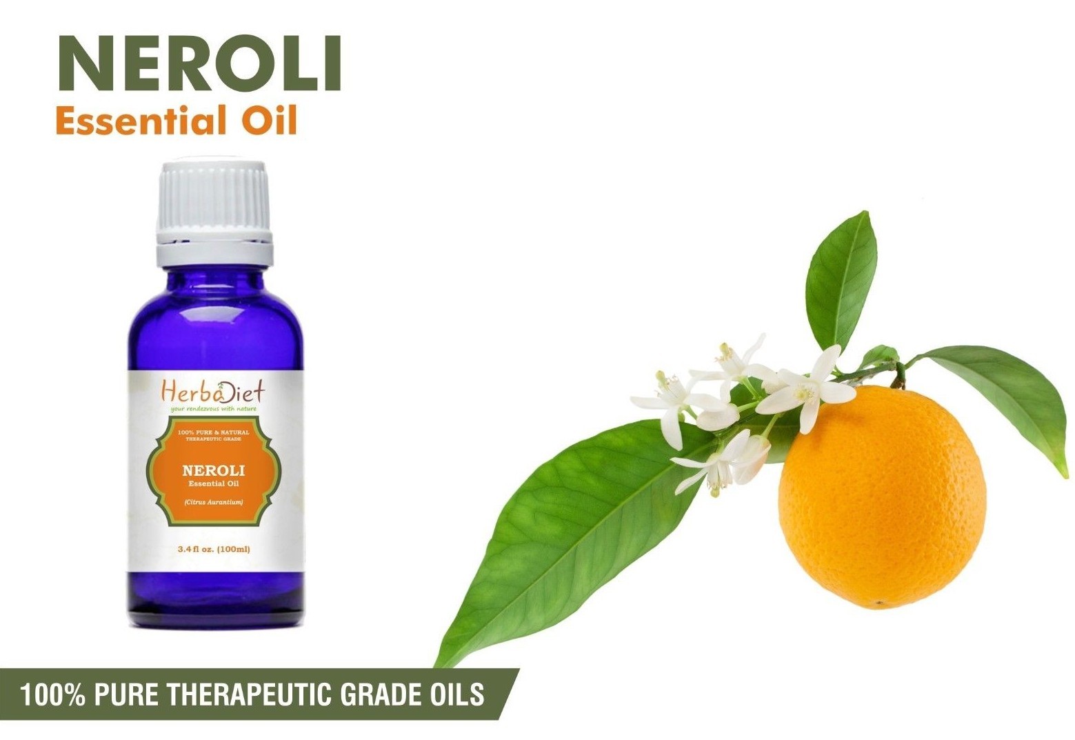 Neroli Essential Oil 100% Pure Natural Aromatherapy Oils Therapeutic Grade