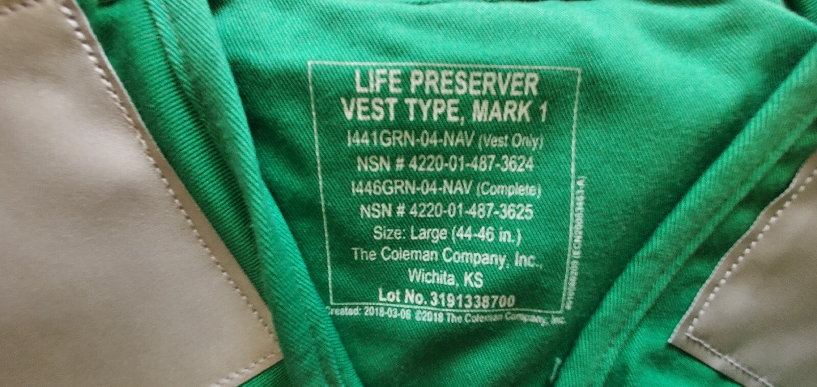 US NAVY MK1 FLIGHT DECK STEARNS LIFE PRESERVER VEST