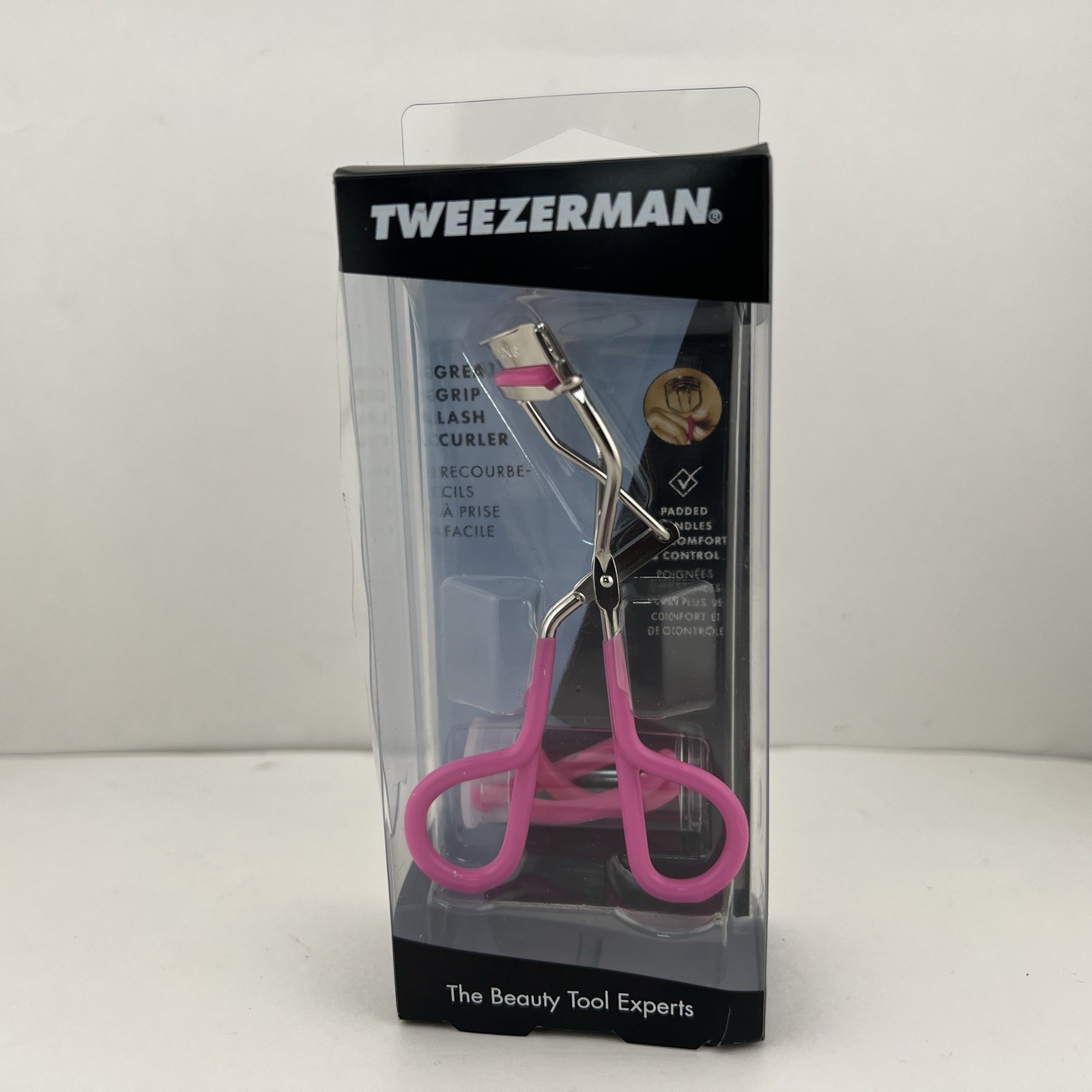 Tweezerman Great Grip Eyelash Curler NEON PINK w/3 replacement pads *READ MORE*