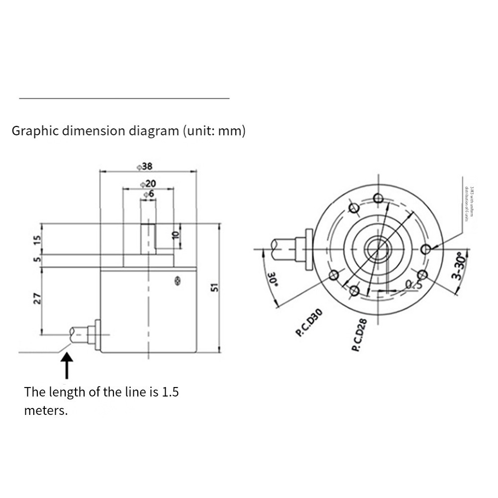 Dual Phase Rotary Encoder 600PR DC 5V 24V for CNC Robotics and Automation