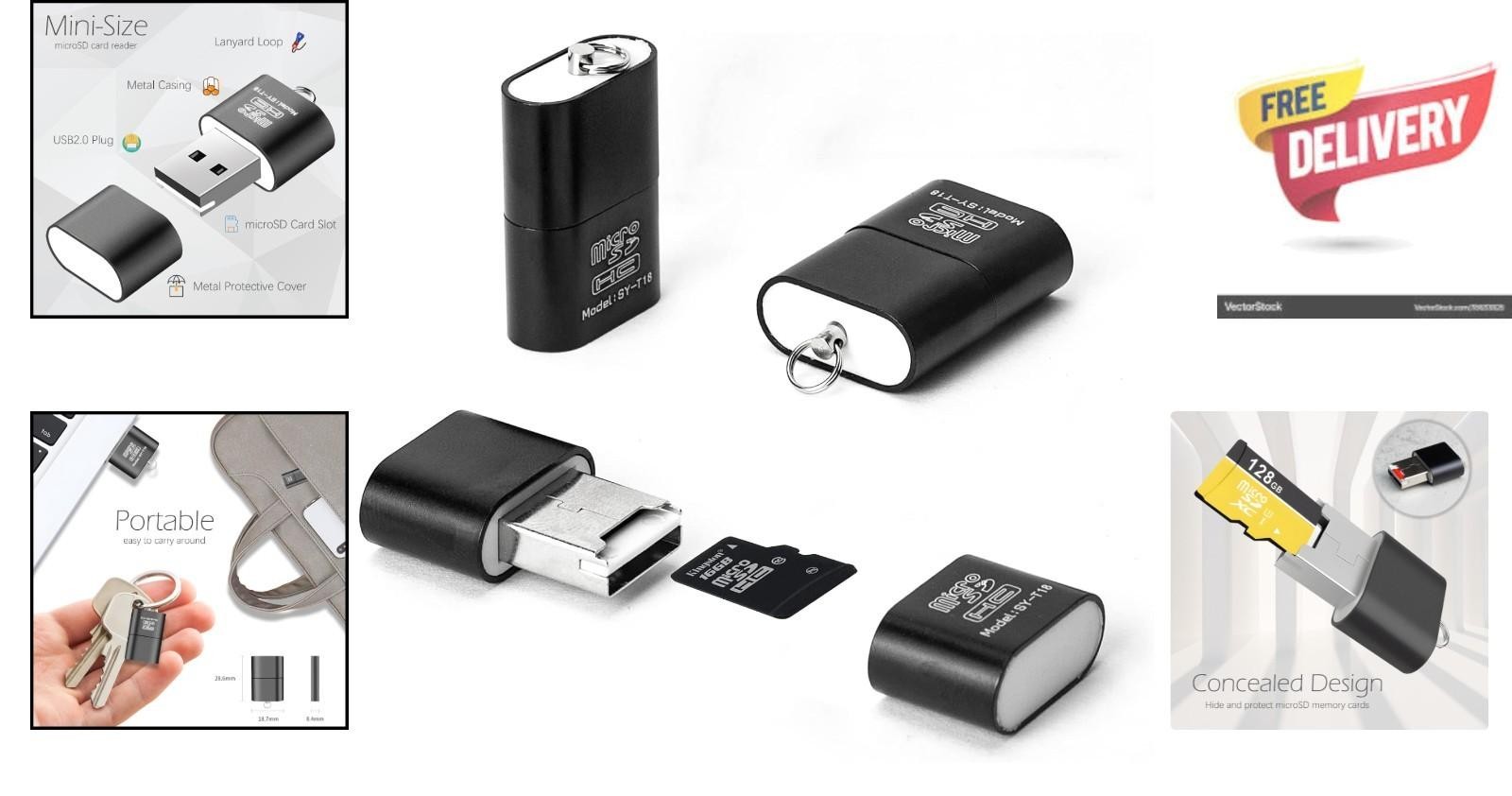 3-pack Black Micro Sd to USB Adapter - Plug & Play Convenience for All Devices