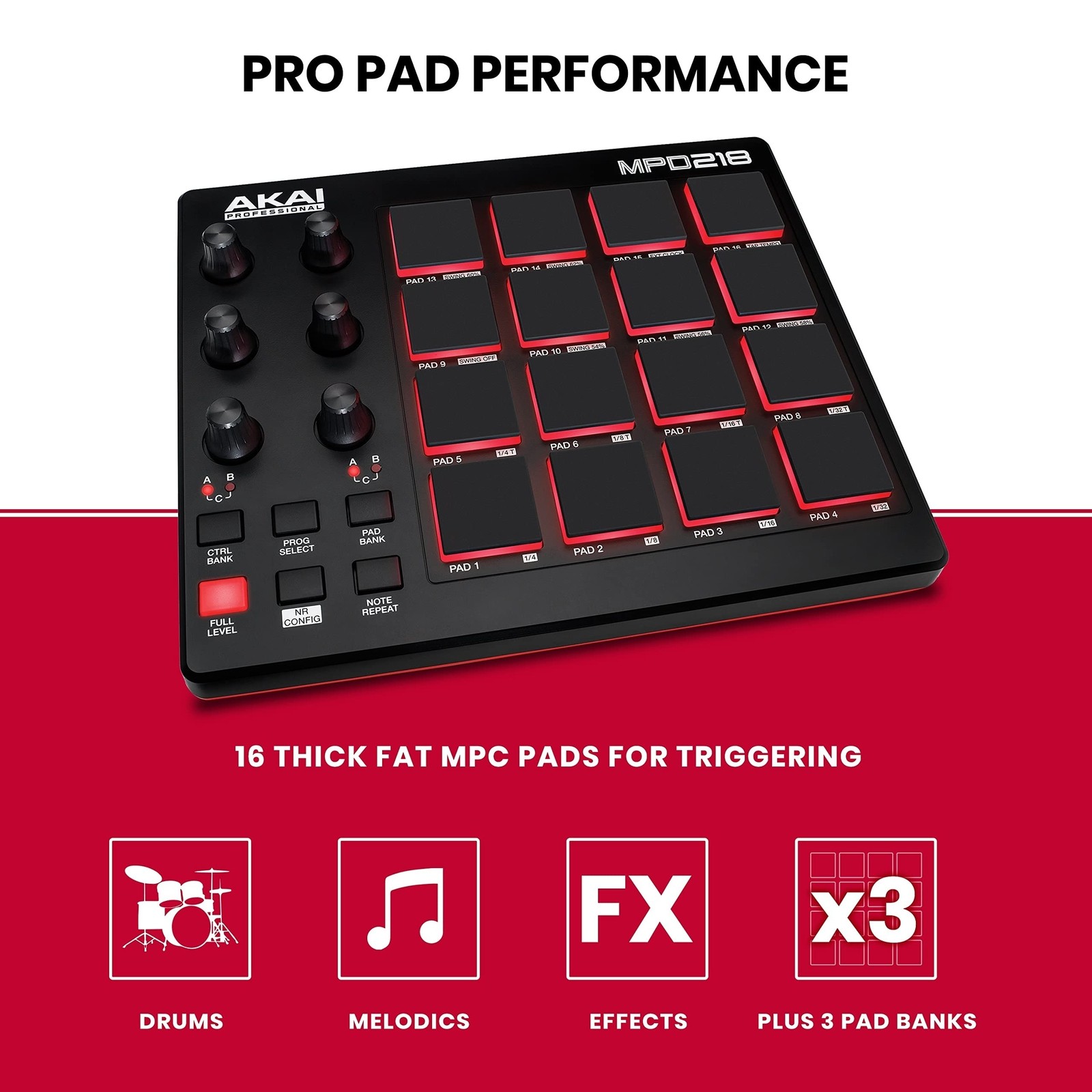 MPD218 - USB MIDI Controller with 16 MPC Drum Pads,6 Assignable Knobs