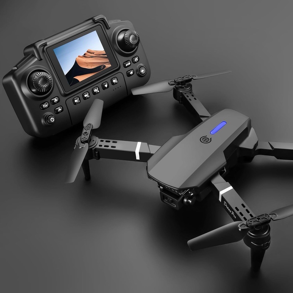 4K GPS Drone Pro Kit w/ Screen Remote Controller, 2 Batteries, Case & SD Card