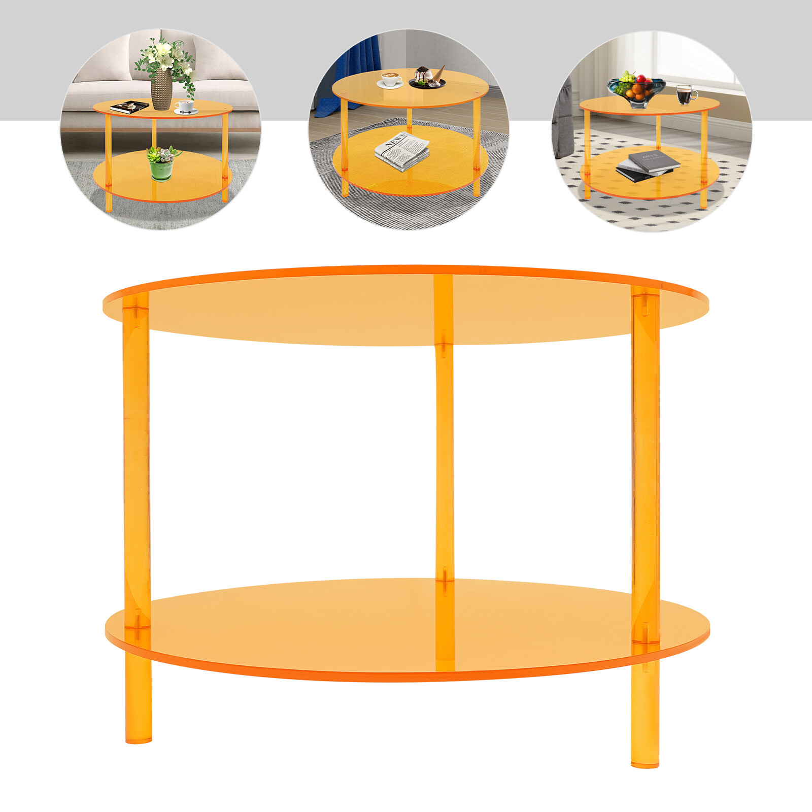 Acrylic Coffee Table, Modern Coffee Table, 2-tier Coffee Table