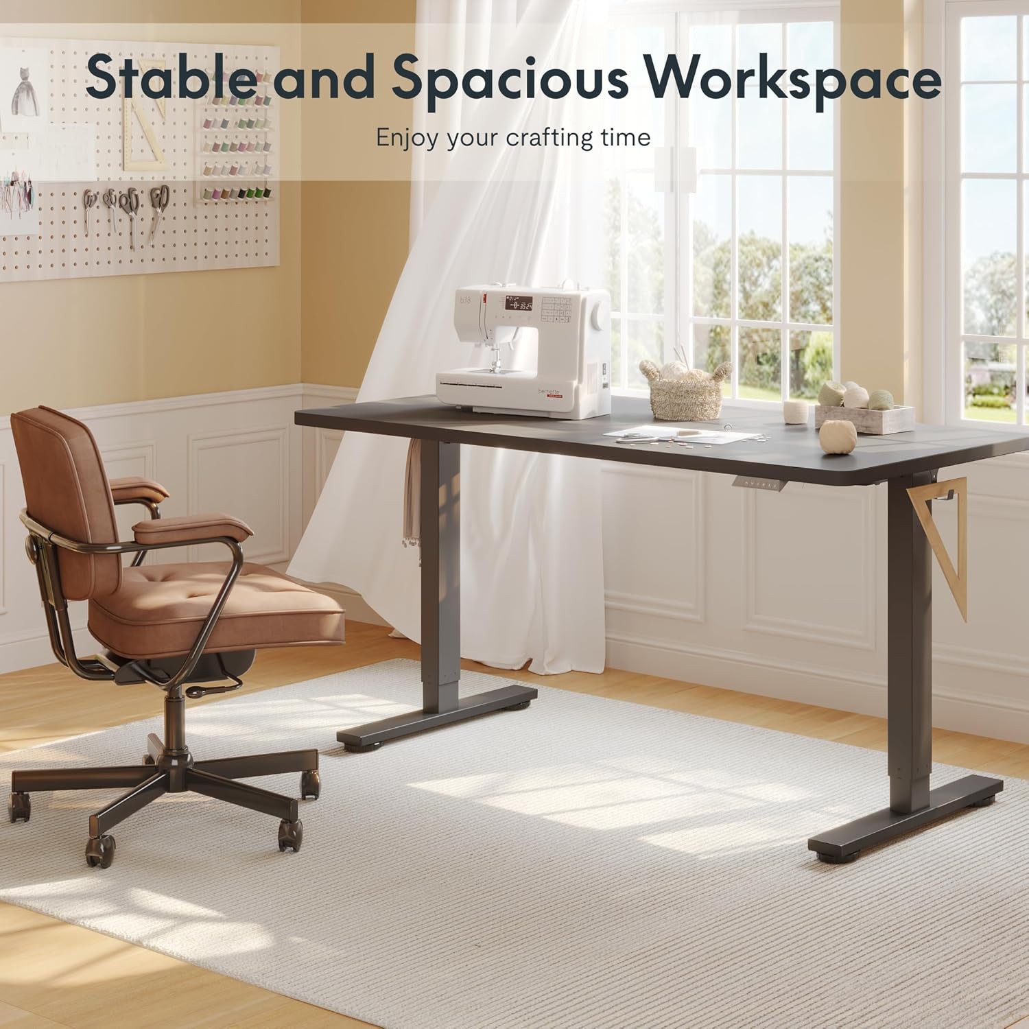 Electric Adjustable Workbench 55x28 Inches Ergonomic Worktable for Garage