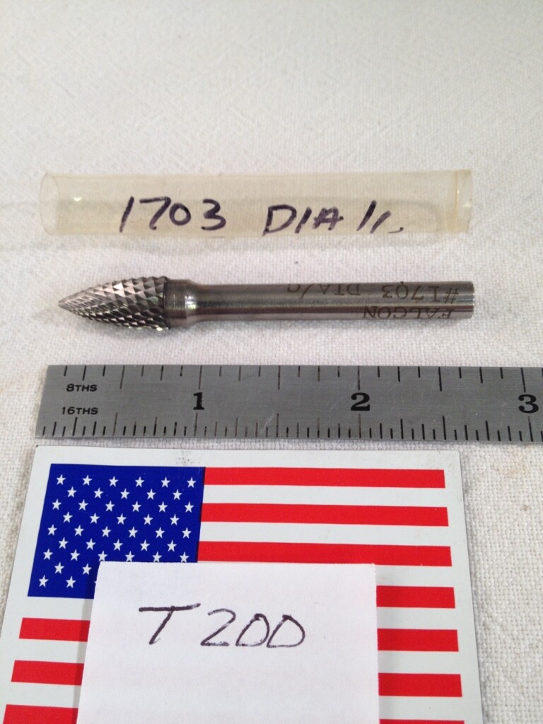 1 NEW FALCON / SGS 1/4" SHANK CARBIDE BURR. SG-3 DIAMOND CUT USA MADE BUR (T200)