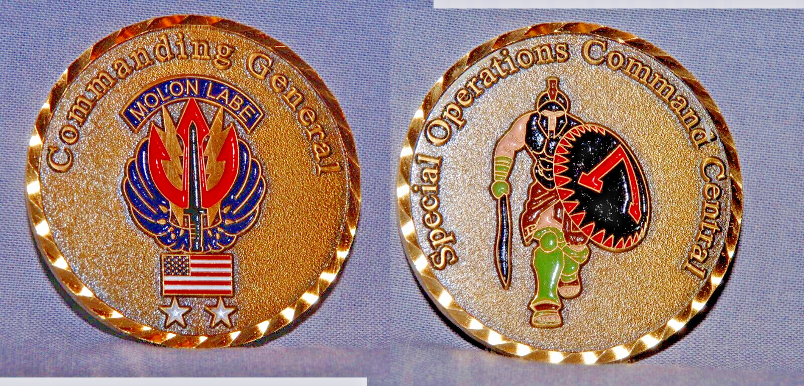 SPECIAL OPS 2 STAR Commanding GENERAL & HOPLITE GREEK WARRIOR "MOLON LABE"