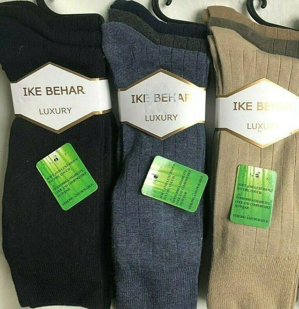 3 PAIRS IKE BEHAR LUXURY MEN'S DRESS Socks Shoe size 7-12 $29.50 RAYON Bamboo