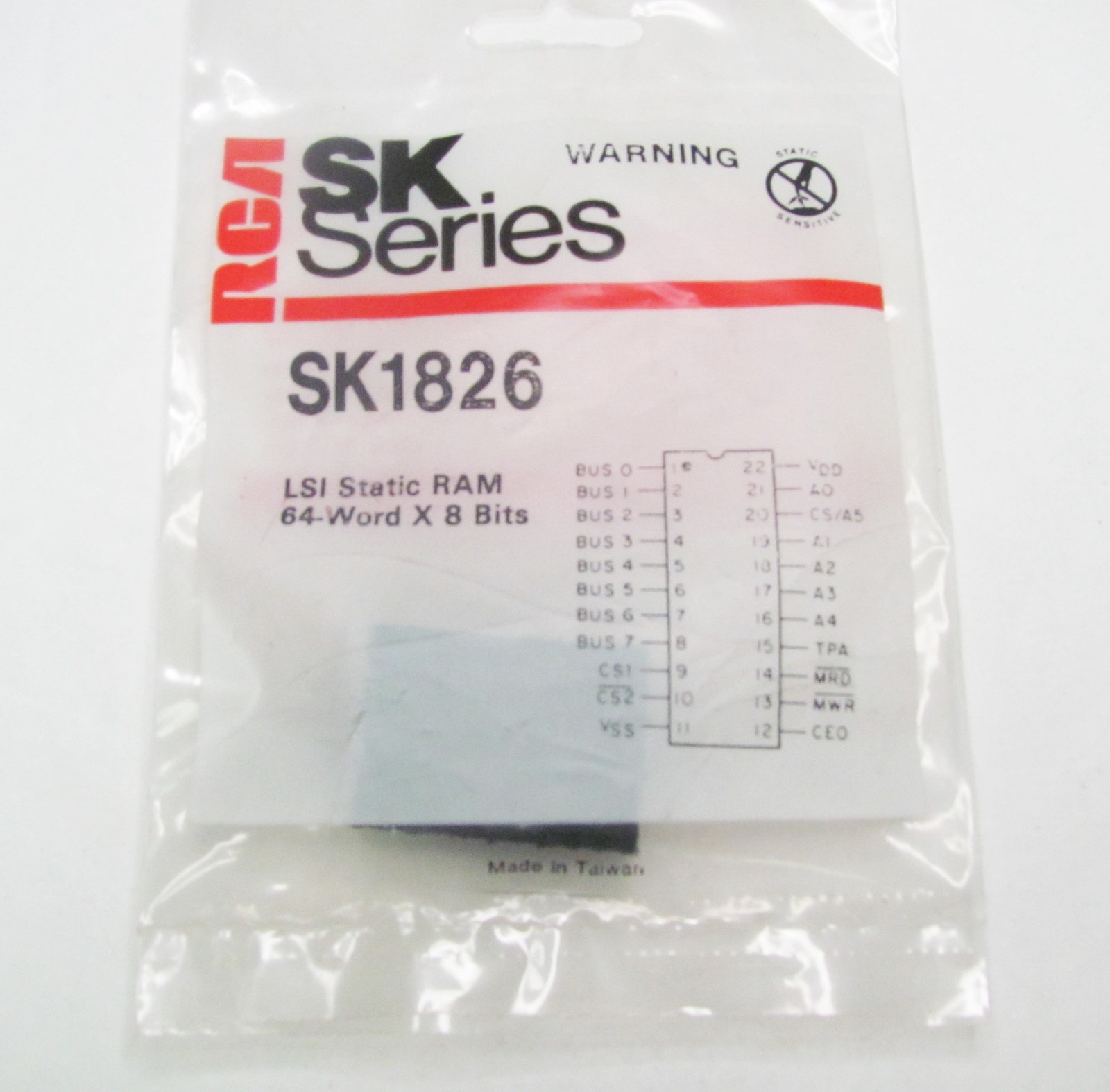 RCA SK1826 - 64-Word X 8-Bits LSI Static Ram - 22-Pin DIP IC, NOS