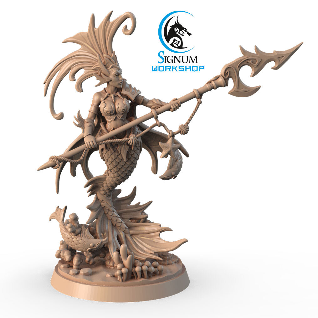 Aari - Merfolk Fighter Trident - Signum Games - Fantasy D&D Mini