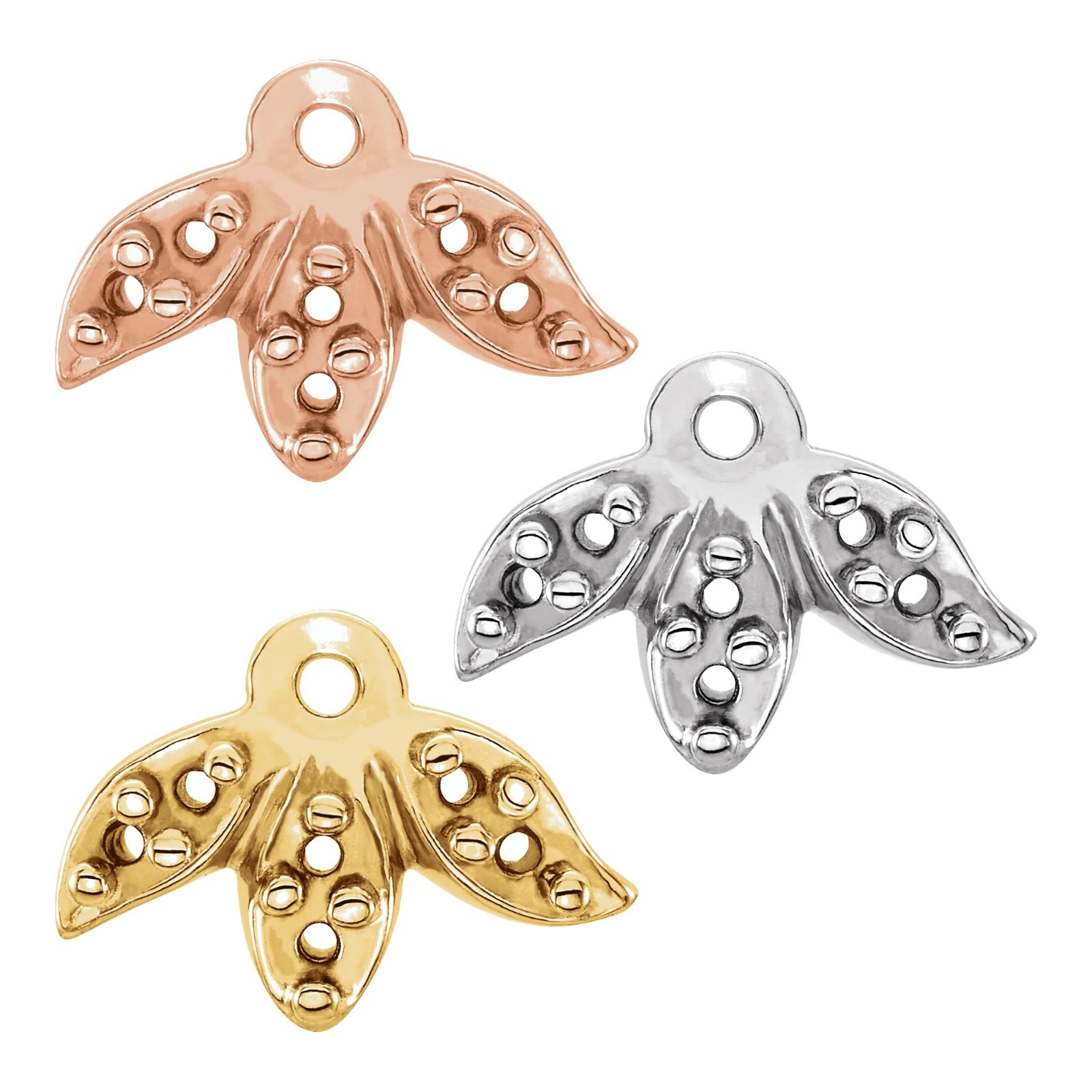 14K 18K Gold Dangle 1.3 mm Round Floral