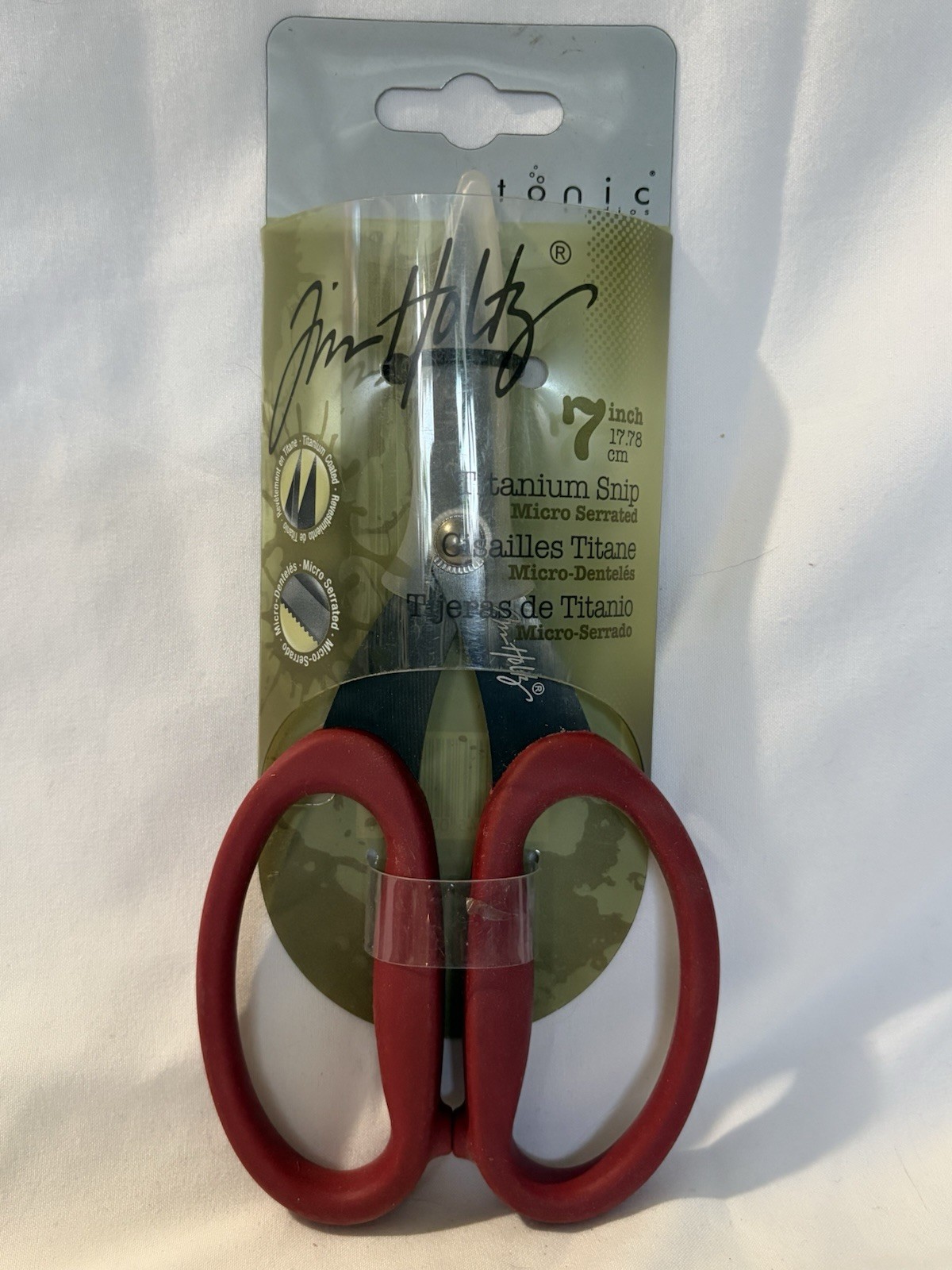 NEW Tim Holtz RED Handled 7” Titanium Snip Micro Serrated #817E US
