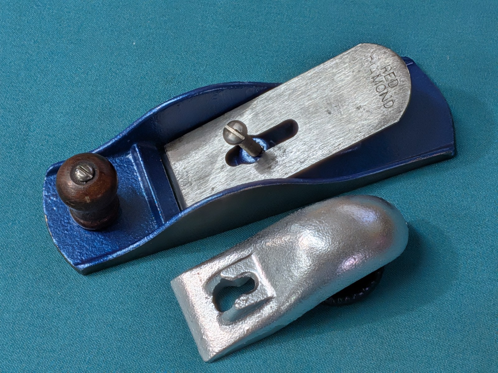 Vintage RED DIAMOND Block Plane 7-1/4" Hefty Feel Modified Paint