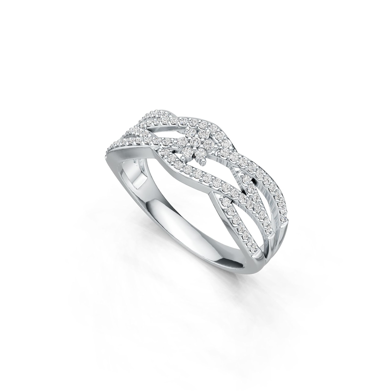 Sterling Silver Ring Criss-Cross Infinity with White Topaz or Moissanite
