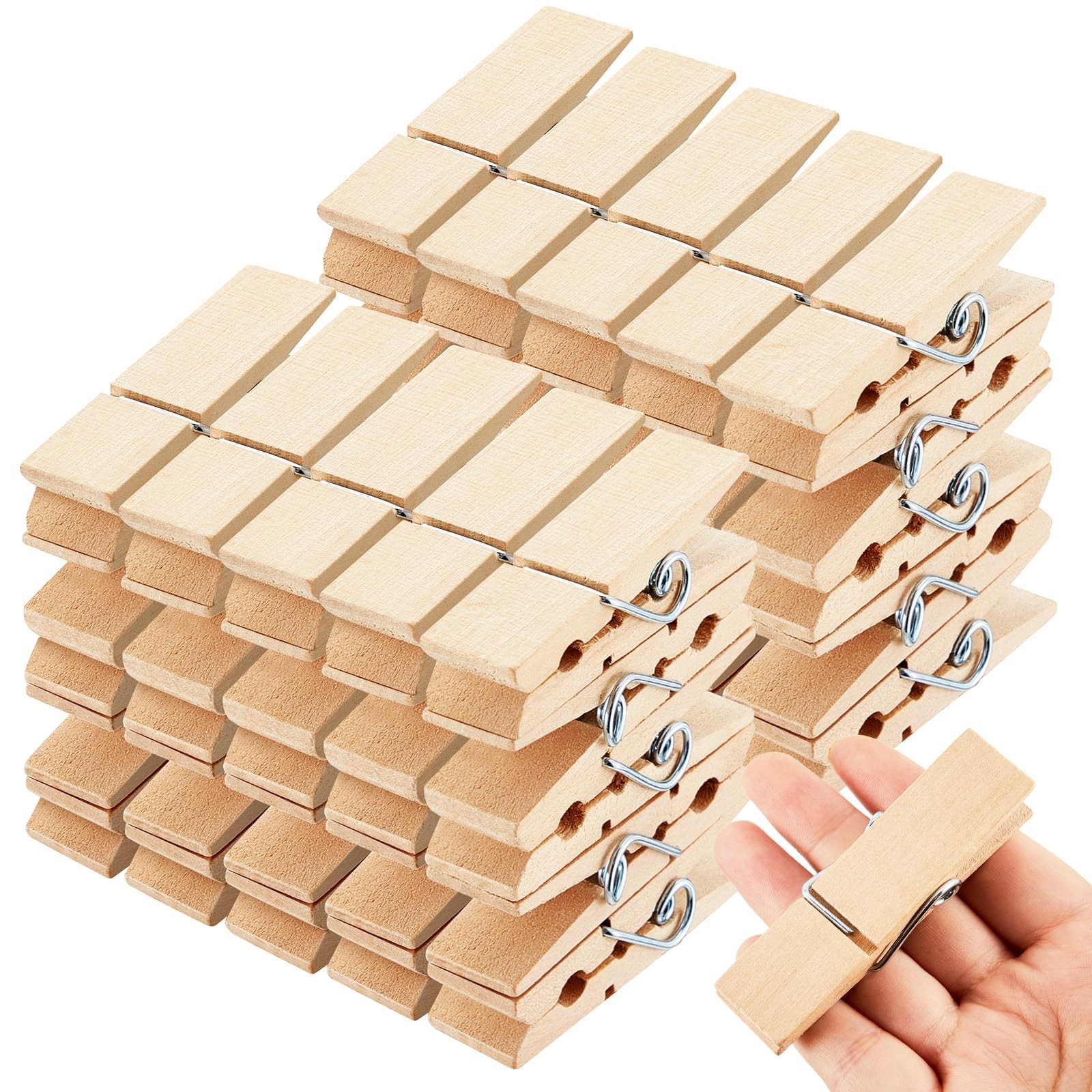 50 Pcs Large Wooden Clothespins Jumbo Extra Wide 2.83 Inches Length Sturdy Wo...