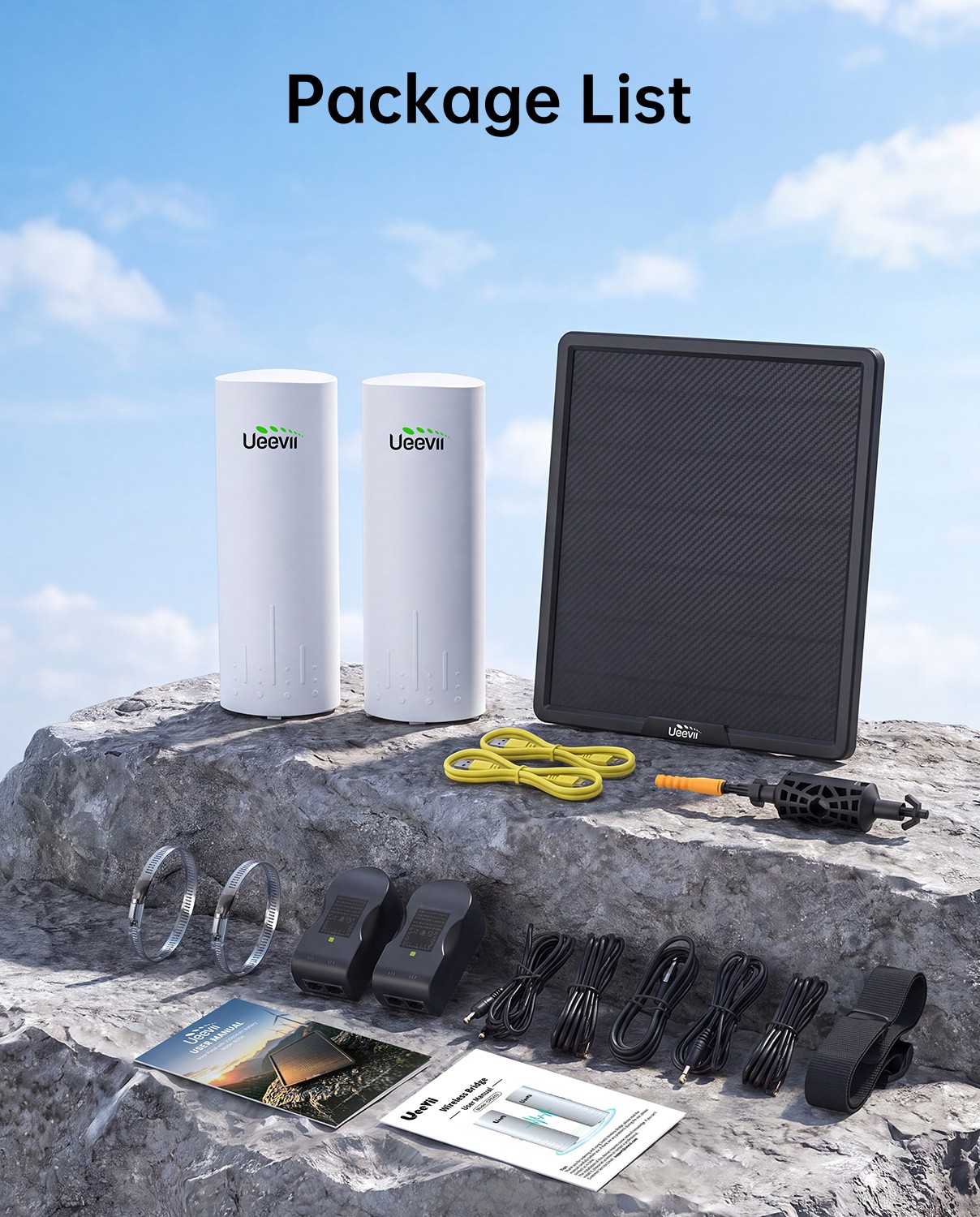 Wireless Bridge Point to Point 3 km Long Range+ 25000mAh Solar Pane Charging