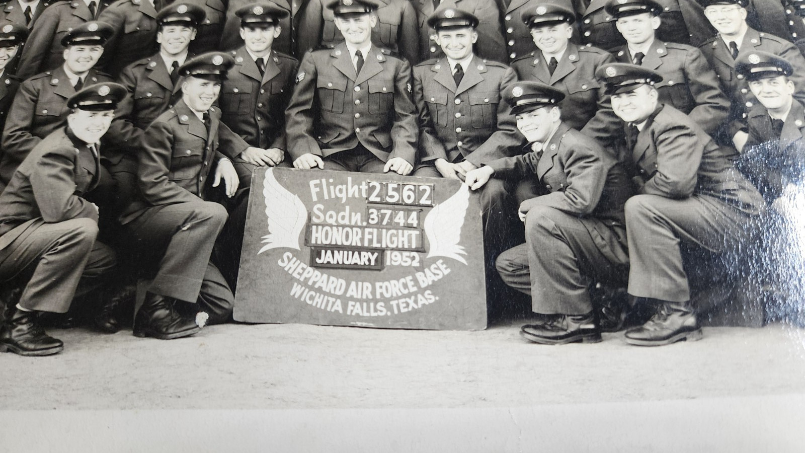 Vtg 1952 USAF Photo - Flight 2562, Sqdn 3744 Honor Flight 1952 Sheppard AFB - TX
