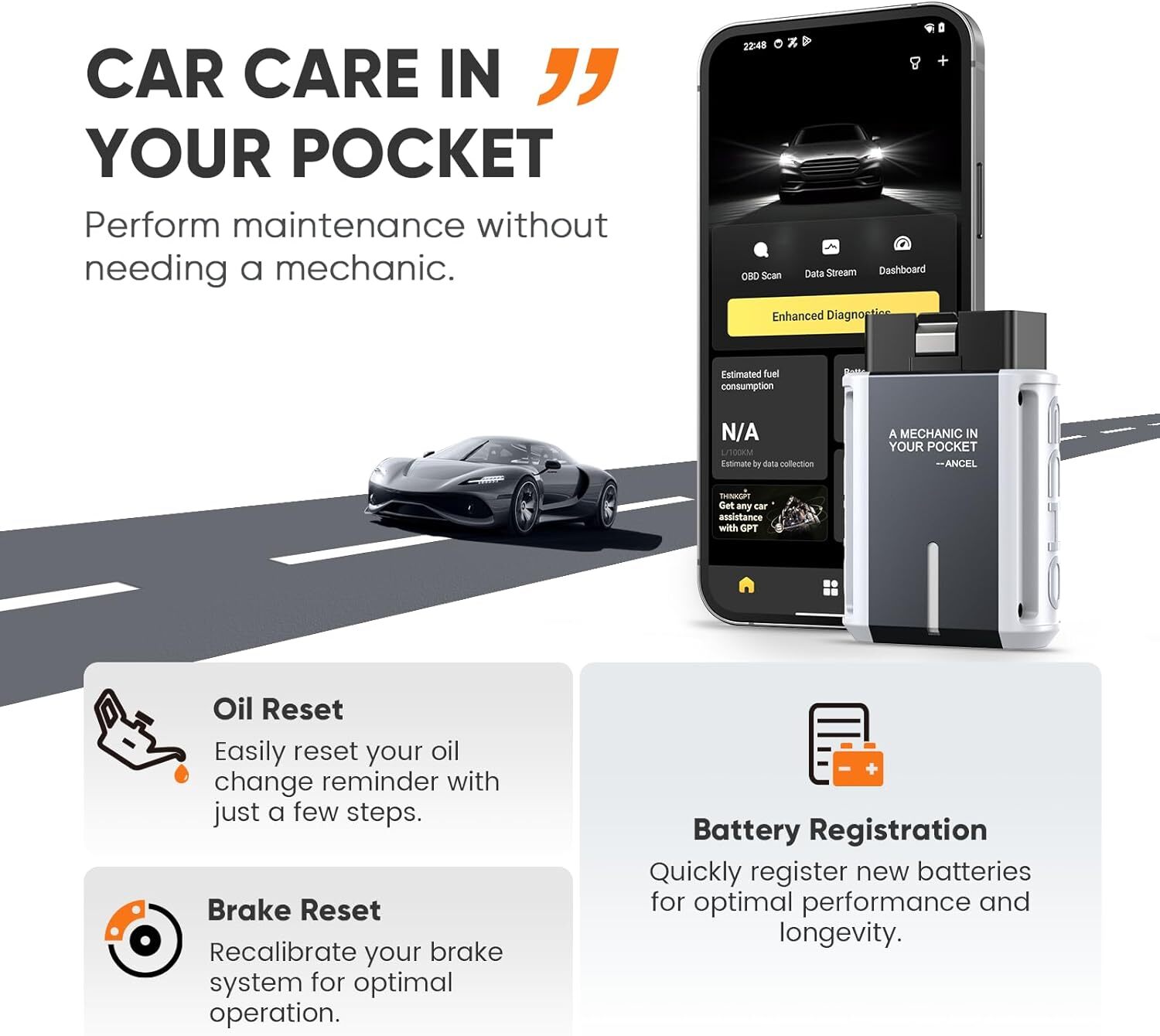 ANCEL ECHO Bluetooth OBD2 Scanner Bi-directional All System Diagnostic Scan Tool