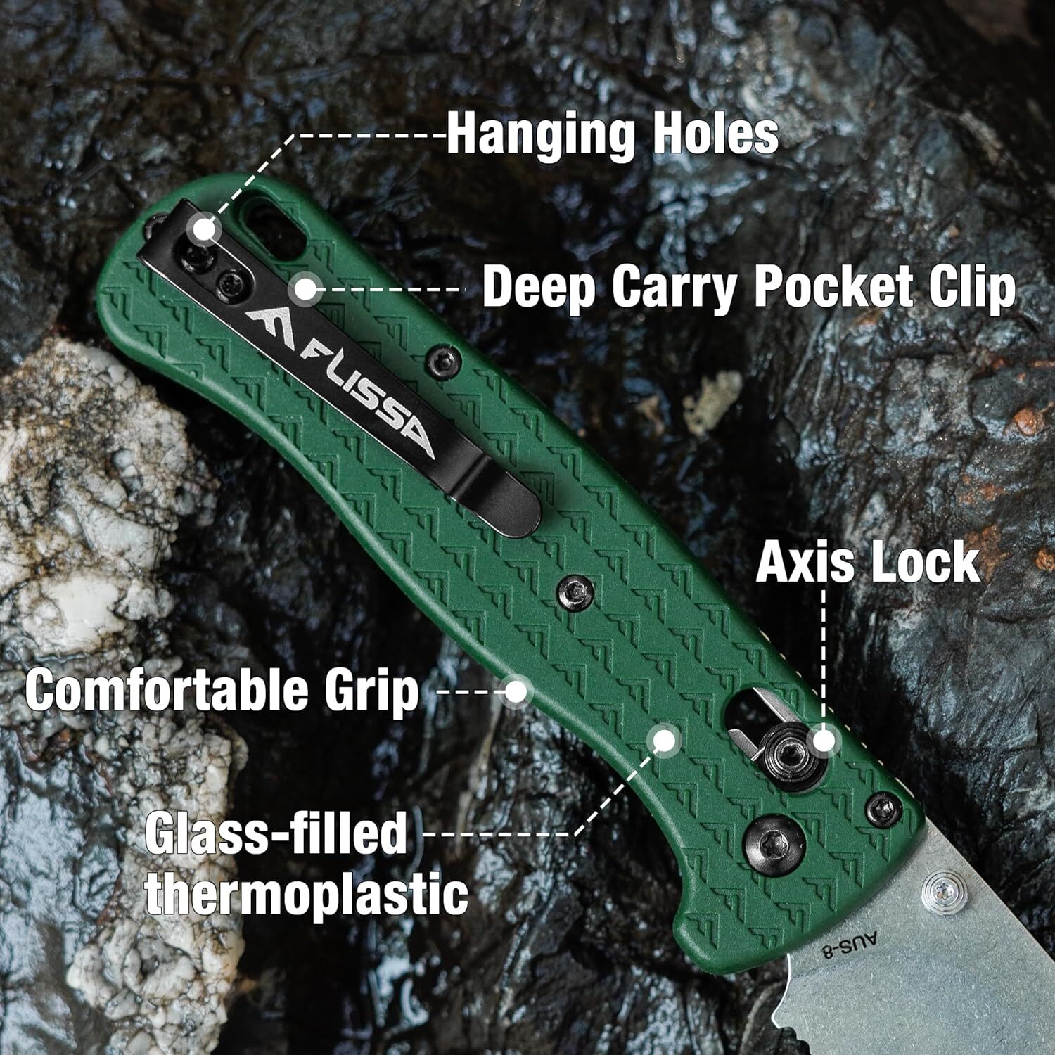 FLISSA 4.5" Folding Pocket Knife Multi-color Lightweight with Axis Lock