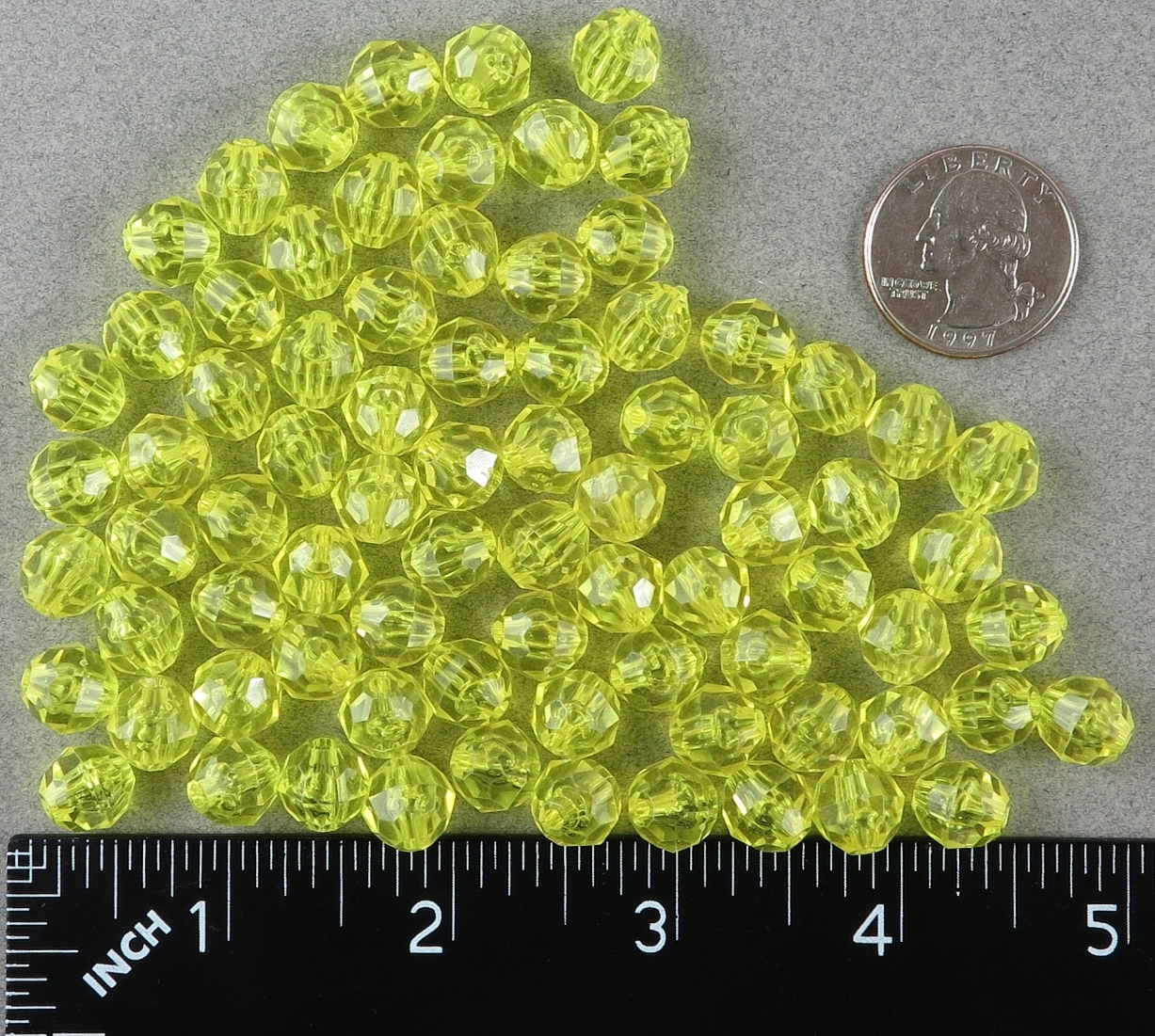 10mm Faceted Translucent Yellow Beads 100 Pack USA Fishing Tackle