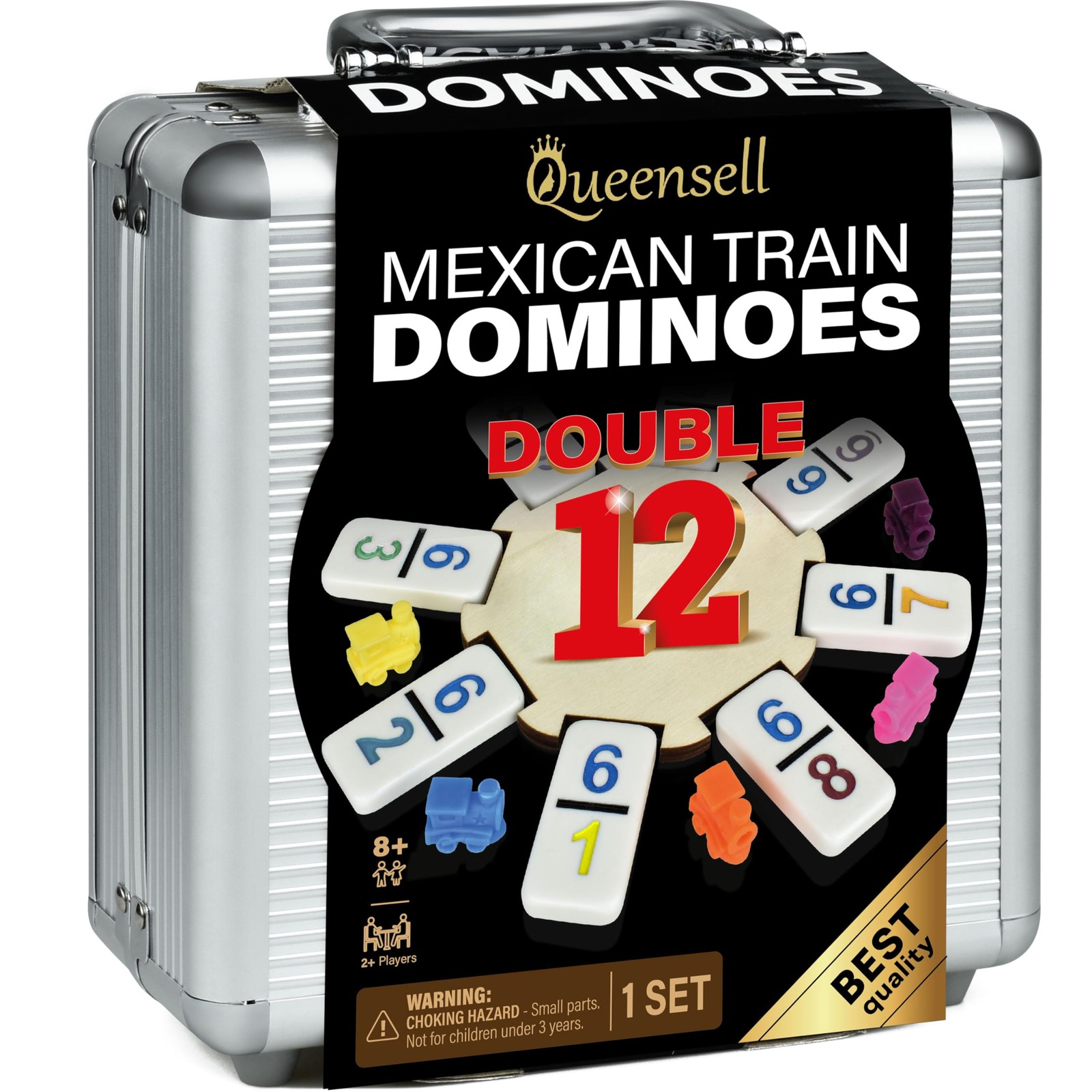 Queensell Mexican Train Dominoes Set with Numbers, Double 12 Dominoes Sets fo...
