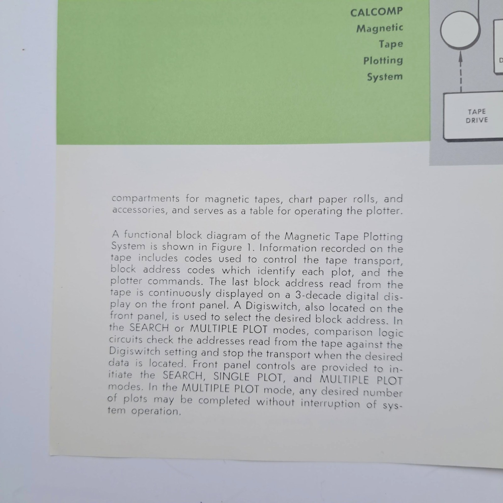 Vintage CALCOMP Magnetic Tape Plotting Systems Bulletin Brochure