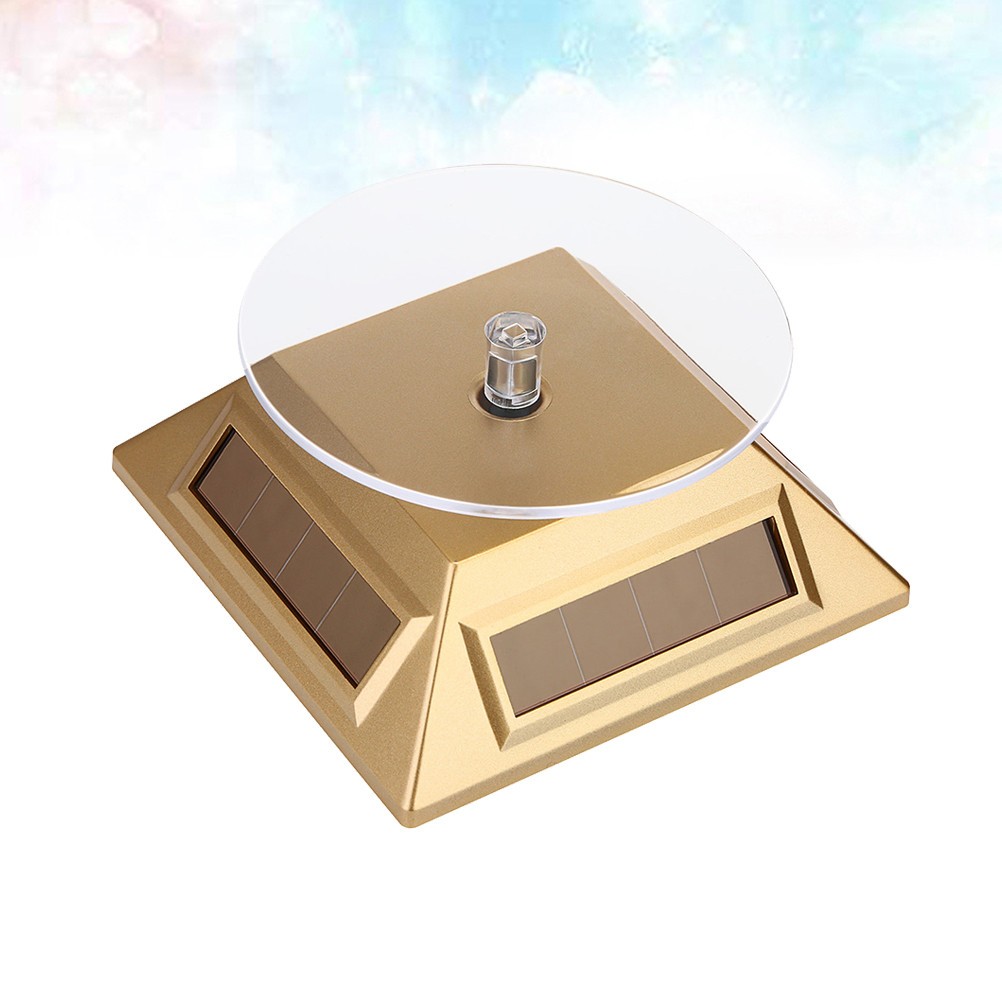 Reusable Solar Powered Rotating Display Stand Golden for Watches Jewelry