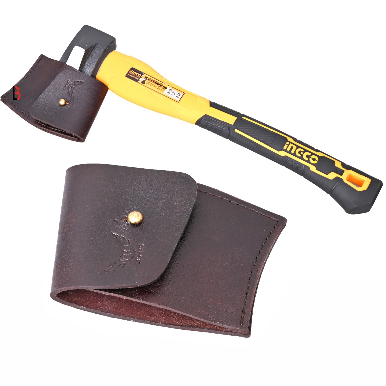Handmade Leather Axe Sheath Cover for Axe Head, Thick Leather Stitched Edges