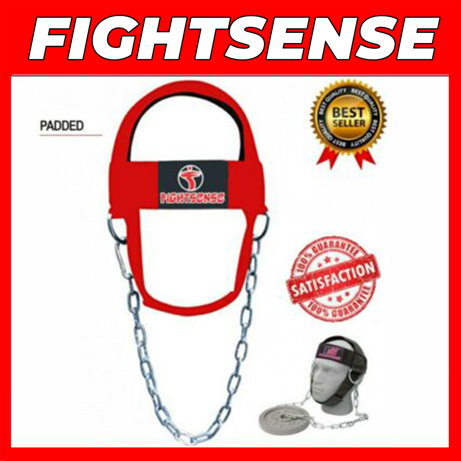 FIGHTSENSE Head Neck Harness Strap Neck Support Lifting With Chain Red