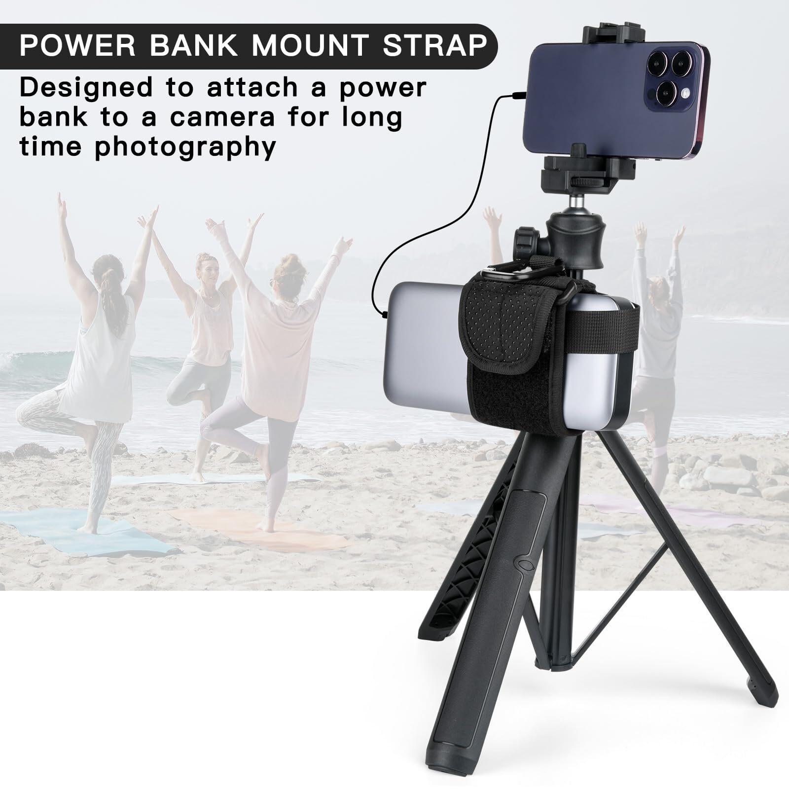 Universal Power Bank Holder Strap for Tripod Adjustable Carrier