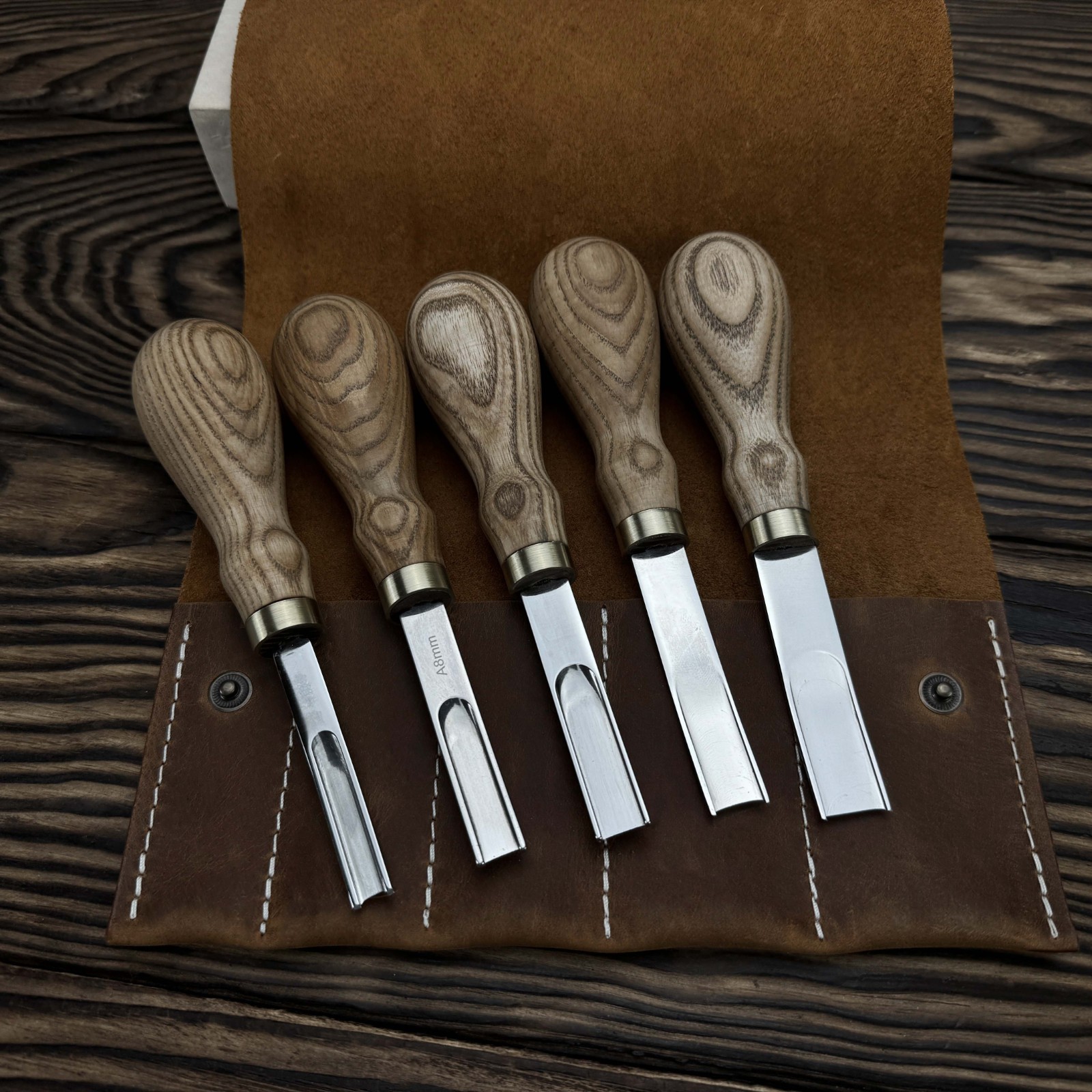 Leatherworking Tool French Edge Skiver Hand-Forged Steel Blade Gift Leather.